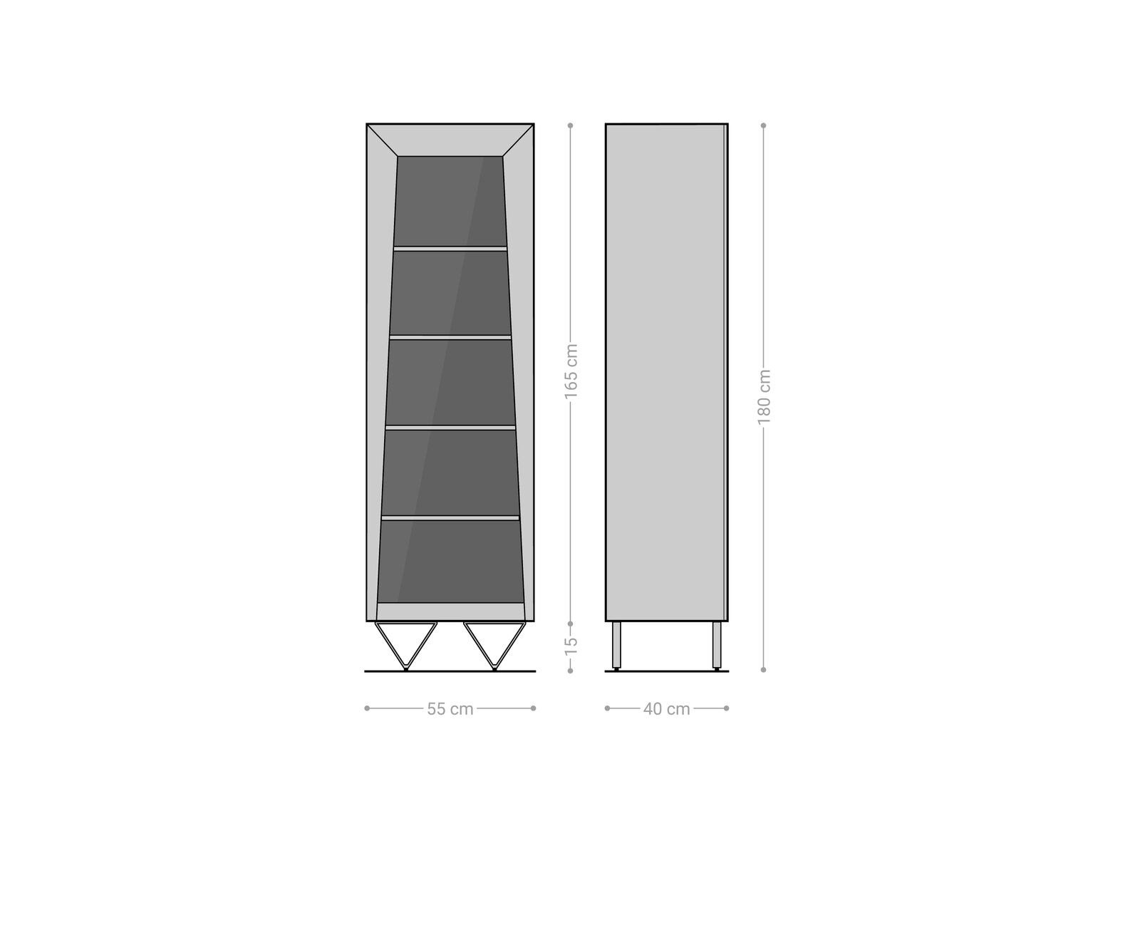 Висок шкаф 55x180 cm Акация Натурал витрина 1 Врата V-Крак Kayu 8