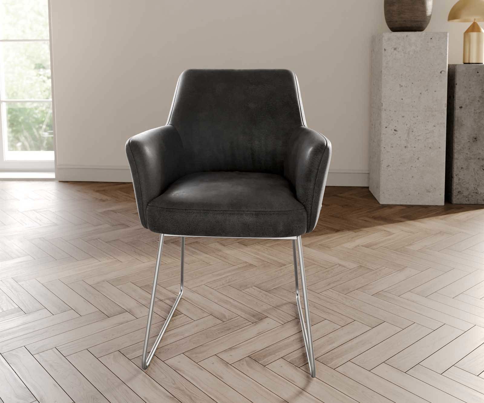 Стол Антрацит Винтидж Извити крака Неръждаема стомана Покет пружина Xana-Flex 1 Стол Антрацит Винтидж Извити крака Неръждаема стомана Покет пружина Xana-Flex 1