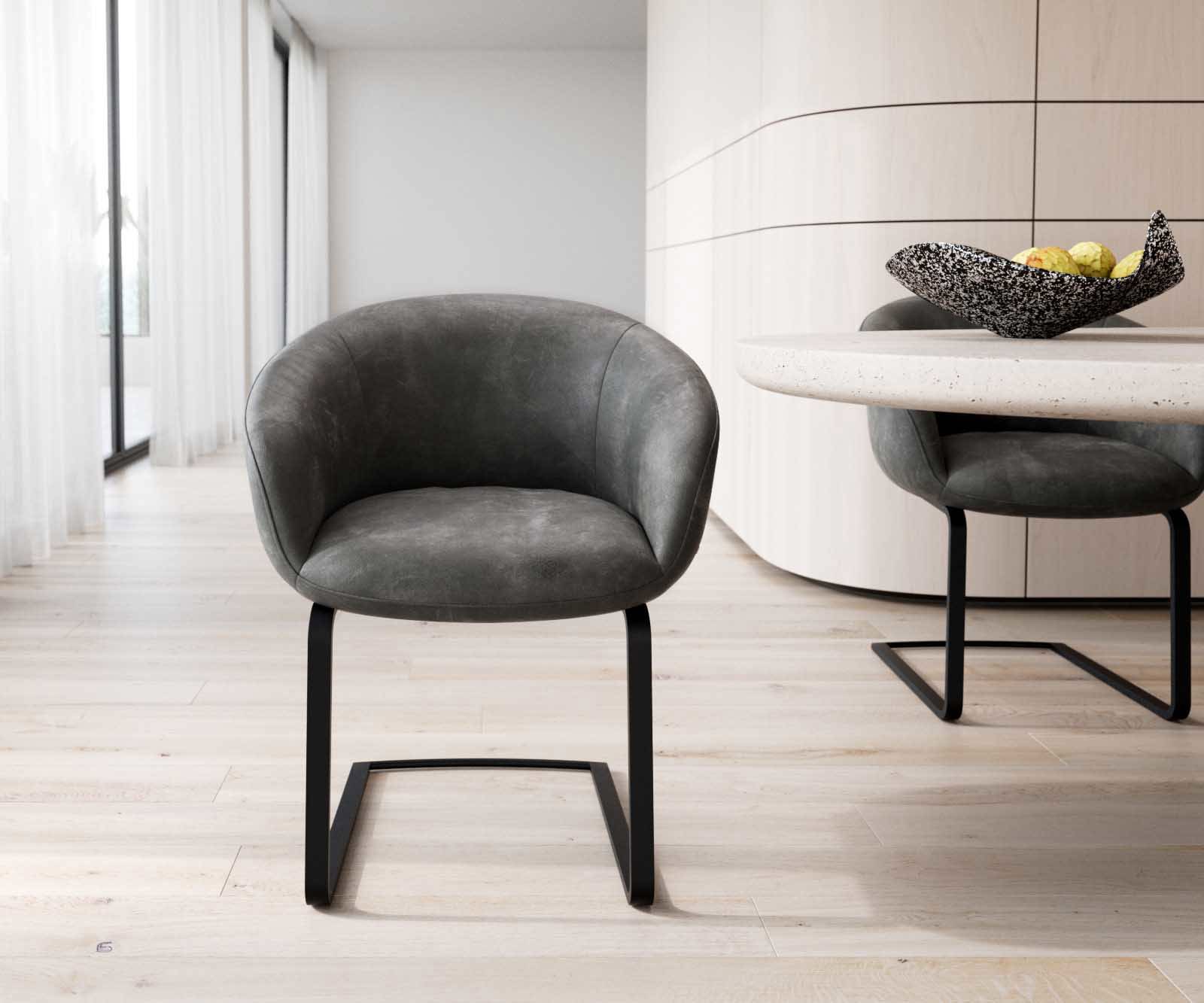 Люлеещ стол с подлакътници Антрацит Винтидж Конзолен крак плосък Черен Покет пружина Vinka-Flex 1 Люлеещ стол с подлакътници Антрацит Винтидж Конзолен крак плосък Черен Покет пружина Vinka-Flex 1