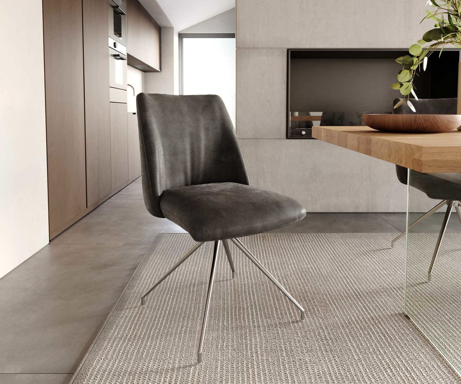 Врътящ се стол Антрацит Винтидж Конус крак кръгъл Неръждаема стомана 180° въртящ се Покет пружина Elso-Flex Врътящ се стол Антрацит Винтидж Конус крак кръгъл Неръждаема стомана 180° въртящ се Покет пружина Elso-Flex