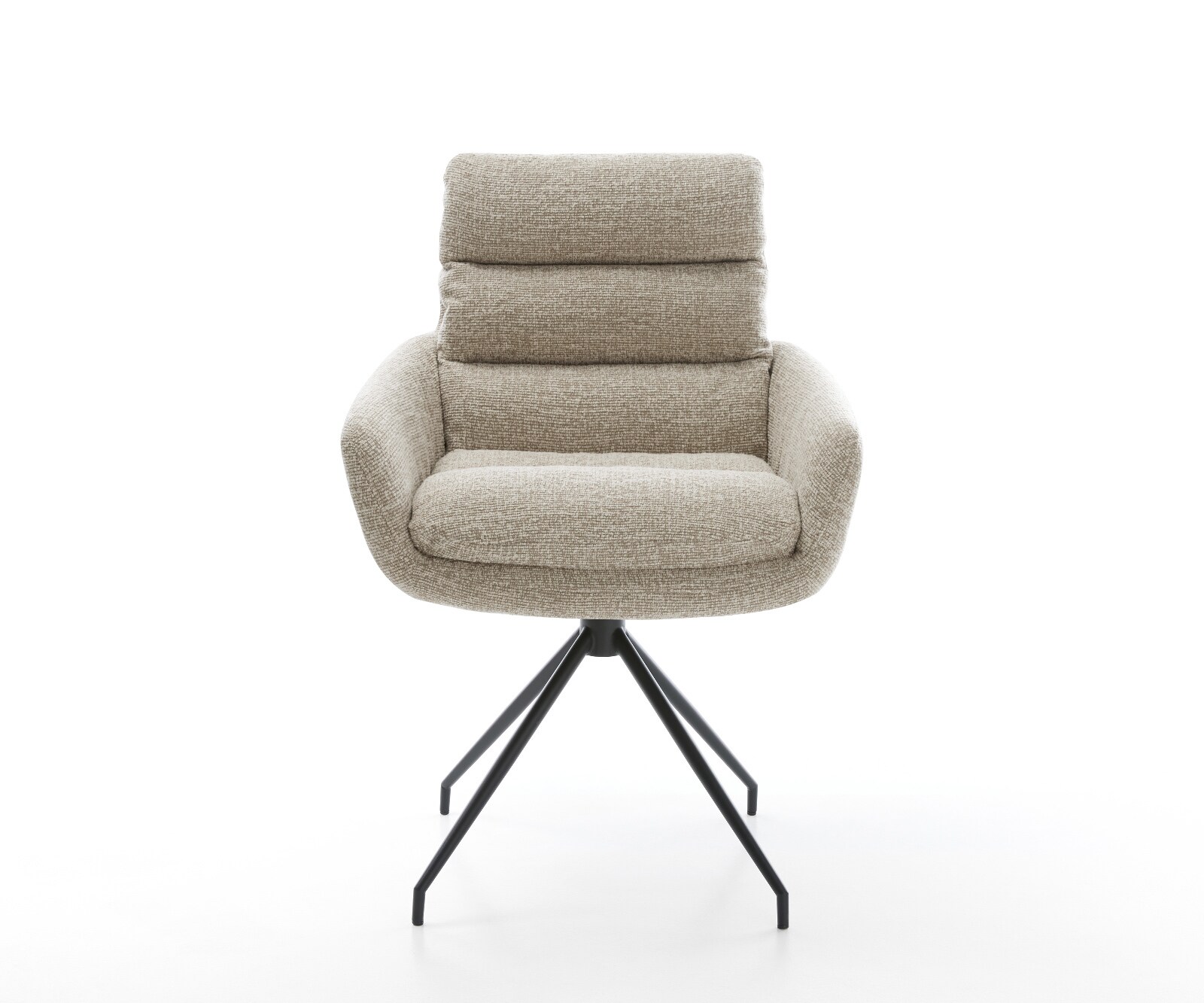Трапезен стол Abelia-Flex с подлакътници Тъкан Soft Beige Конична кръстосана рамка Черно 2