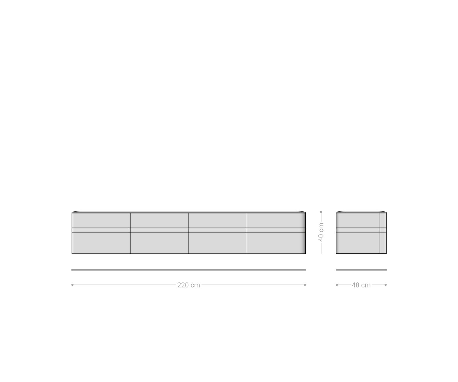 ТВ шкаф Nagaru 220 см акация Aura 4 вратички плаващи 9