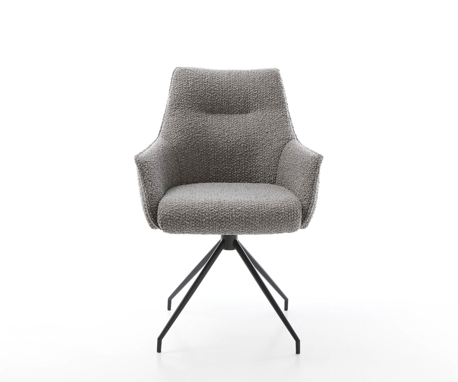 Врътящ се стол с подлакътници Букле СребристСив Конус крак кръгъл Черен 180° въртящ се Покет пружина Alja-Flex 1