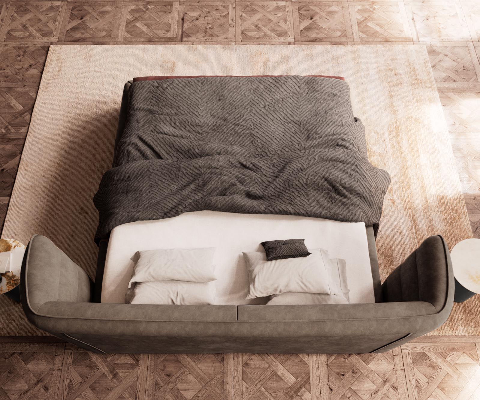 Тапицирана основа за легло Simea 180x200 cm от микрофибър сив реколта 6 Тапицирана основа за легло Simea 180x200 cm от микрофибър сив реколта 6