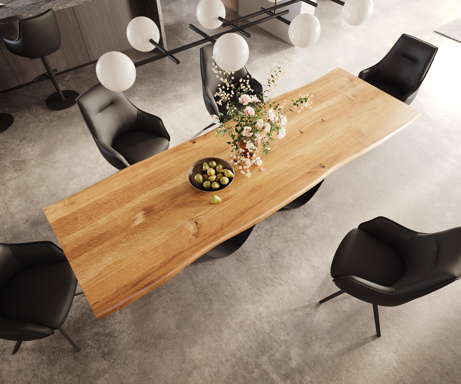 Трапезна маса Edge 300x100x4 естествен дъб Infinity метал черен Live-Edge 4