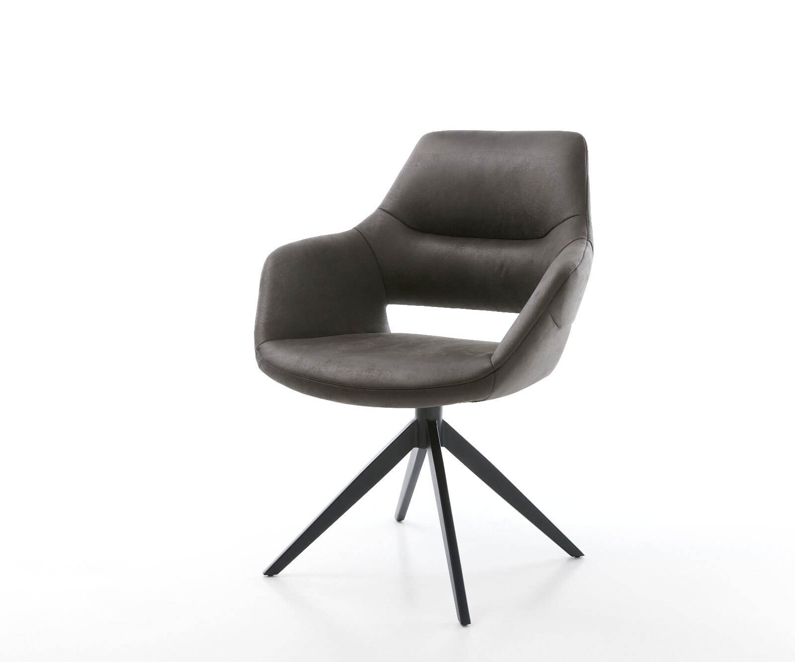 Yago-Flex въртящ се стол с подлакътници Микрофибър антрацит винтидж Кръстосана рамка широка черна 360° въртене Люлееща се функция Ядро от джобни пружини