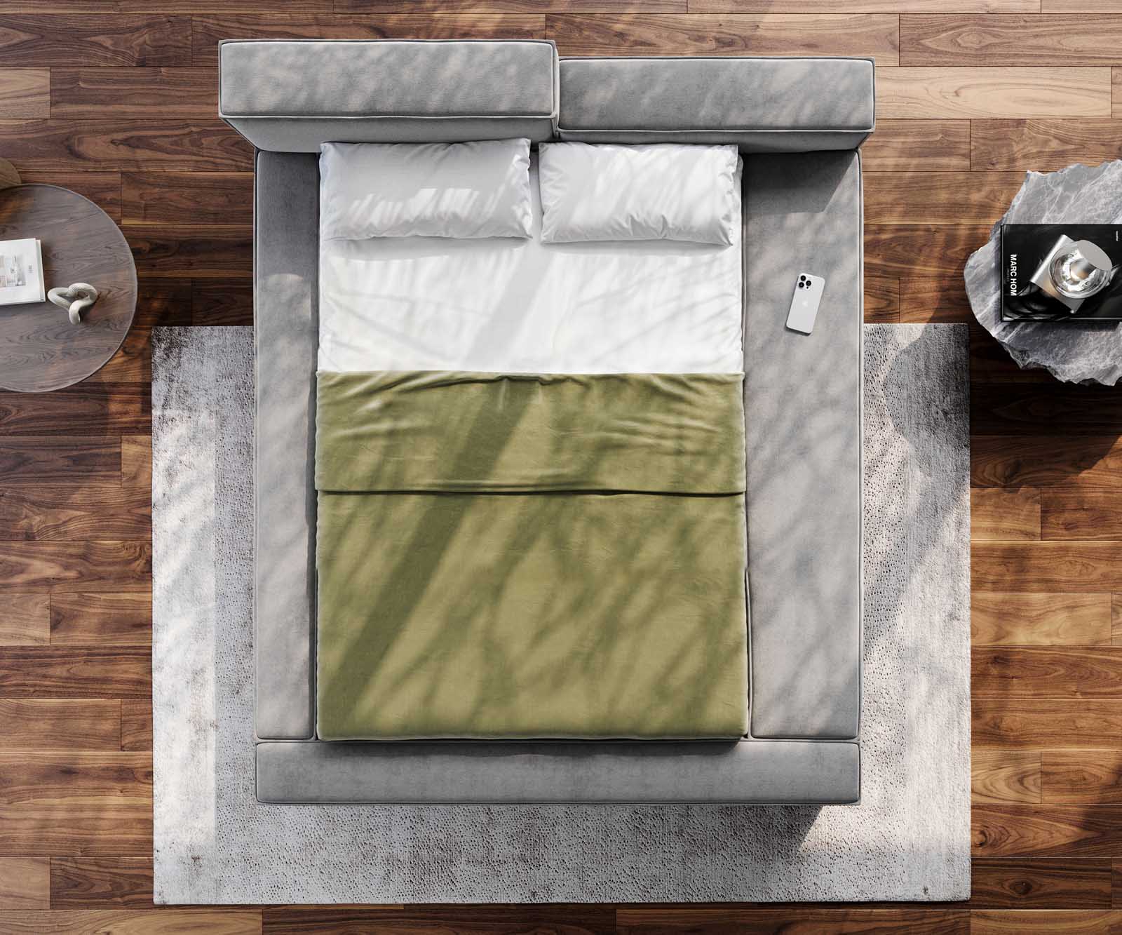 Тапицирано легло Kalinea 140x200 cm микрофибър сиво 4 Тапицирано легло Kalinea 140x200 cm микрофибър сиво 4