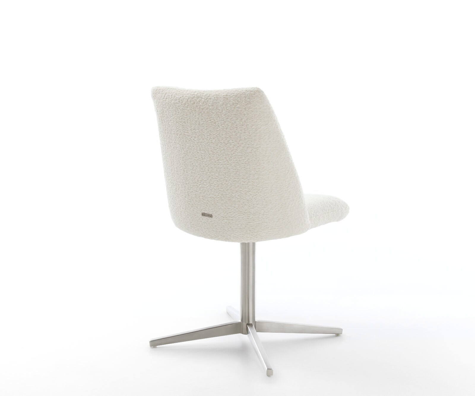 Врътящ се стол Букле Бял Офис основа Неръждаема стомана 360° въртящ се Покет пружина Elso-Flex 5