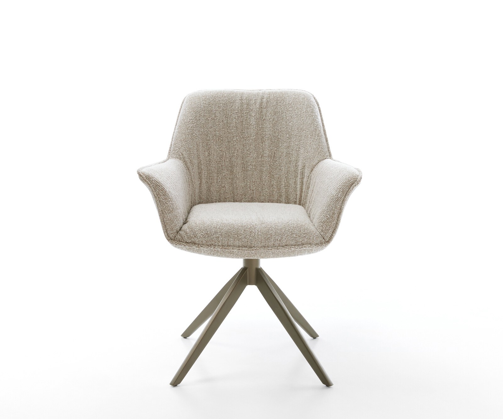 Въртящ се стол Keila-Flex с подлакътници Мека бежова тъкан Кръстосана рамка широка Ефектно покритие Титаниево завъртане на 360° Люлееща се функция 2