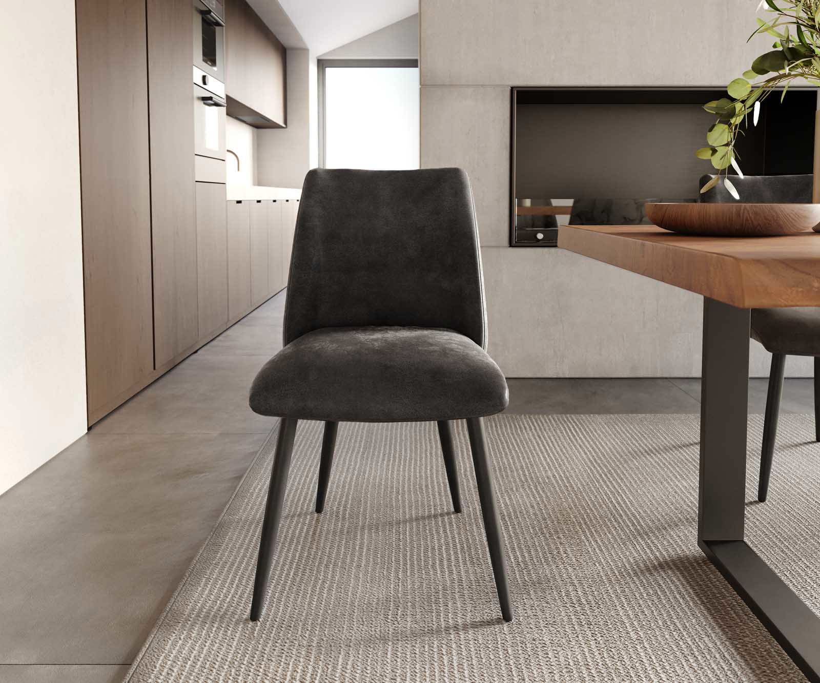 Трапезен стол Антрацит Винтидж 4 крака конични Черен Покет пружина Elso-Flex 1 Трапезен стол Антрацит Винтидж 4 крака конични Черен Покет пружина Elso-Flex 1