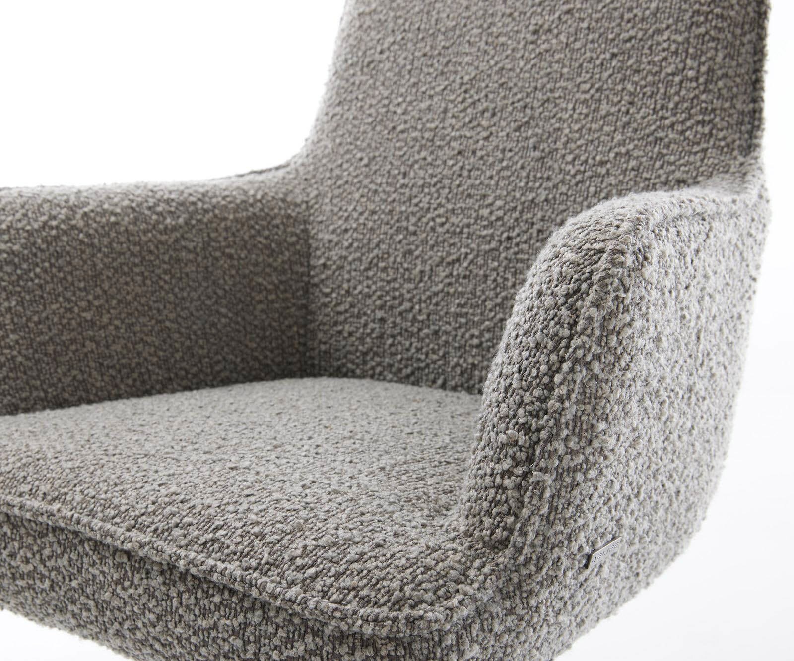 Люлеещ стол с подлакътници Букле Сребристо сив Конзолен крак плосък  Титан Покет пружина Heira-Flex 4