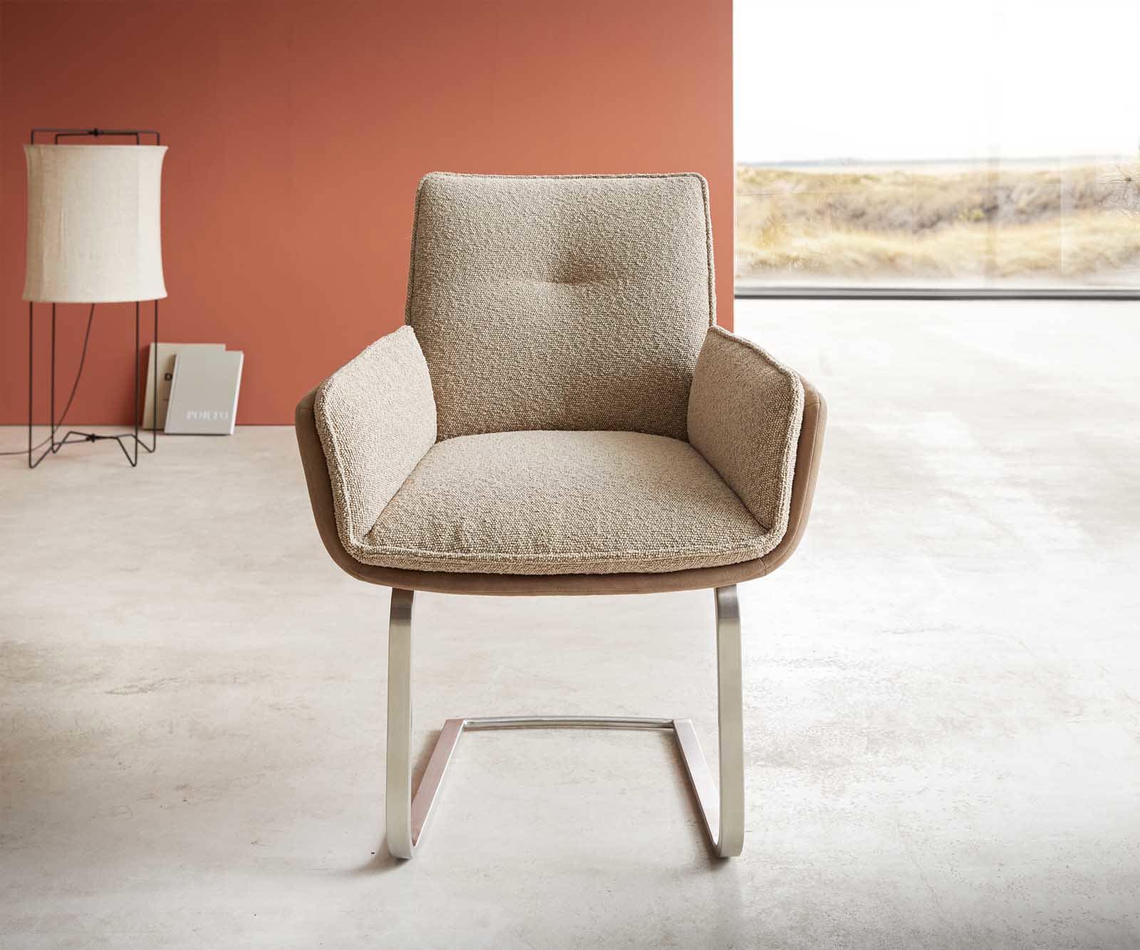 Конзолен стол Nela-Flex материал микс плоска рамка от неръждаема стомана 1 Конзолен стол Nela-Flex материал микс плоска рамка от неръждаема стомана 1