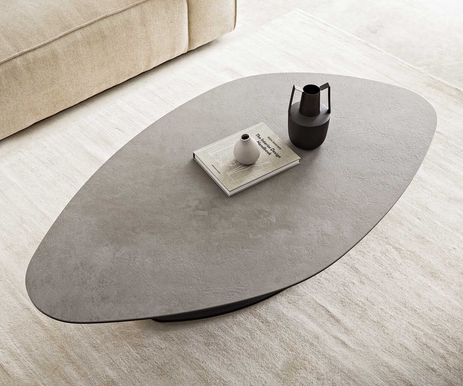 Холна маса 140x80 cm Керамика Aspetto Concreto Бетон цвят Основа Метал Черен Vibana 4