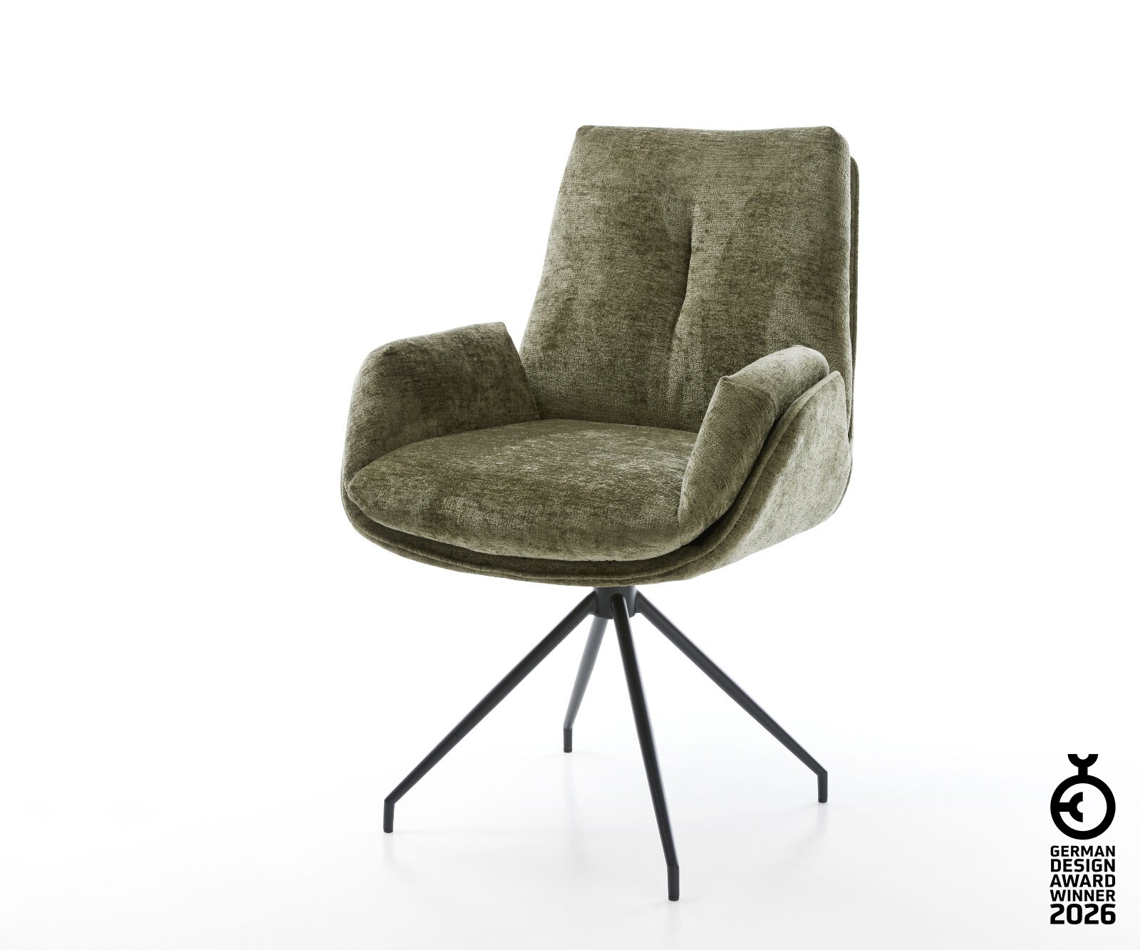 Врътящ се стол Шенил Маслина Конус крак кръгъл Черен 180° въртящ се Clea-Flex