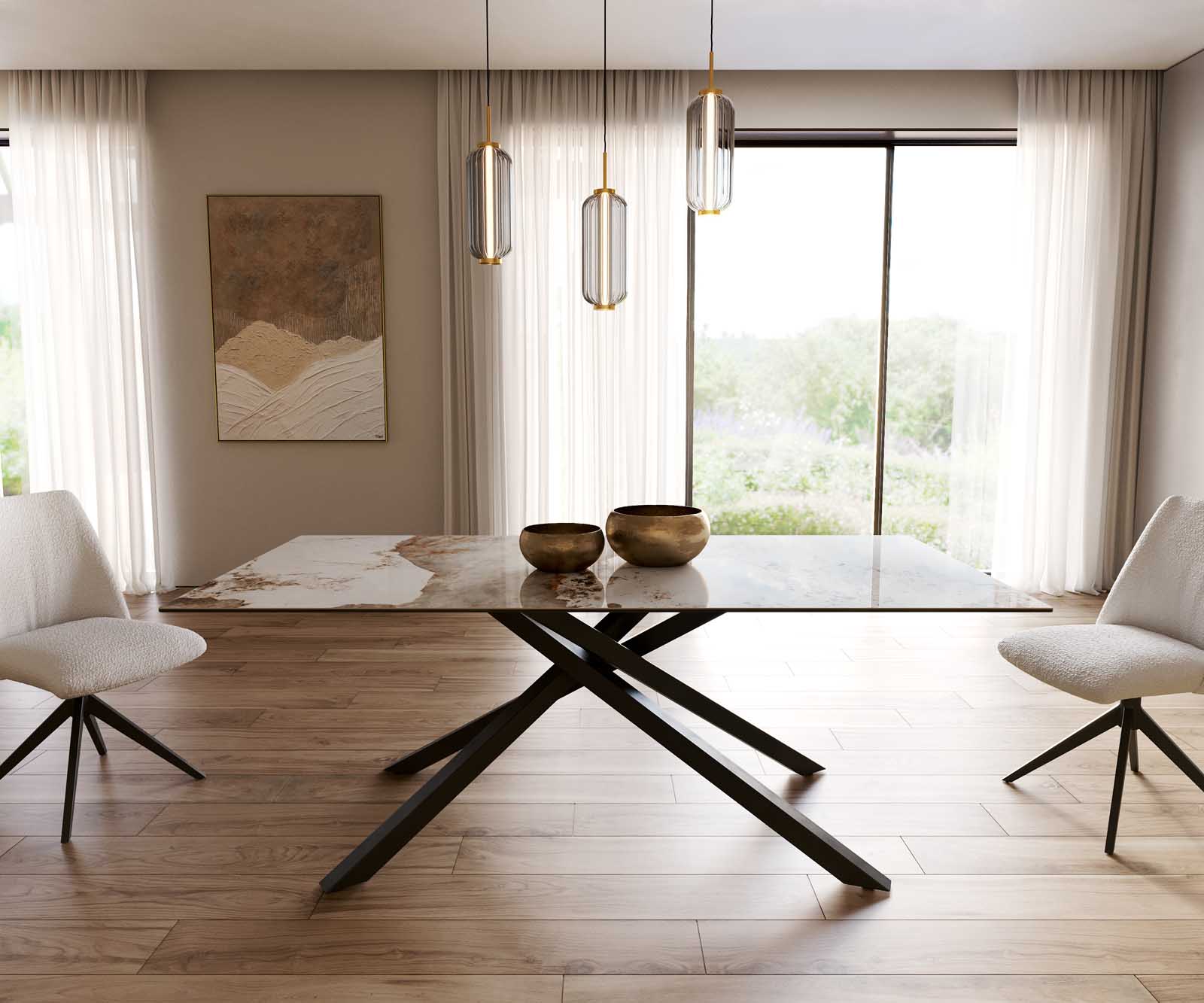 Маса 200x100 Keramik Minas Melange Бял-Бежов КръстРамка Правоъгълник Черен Edge 1 Маса 200x100 Keramik Minas Melange Бял-Бежов КръстРамка Правоъгълник Черен Edge 1