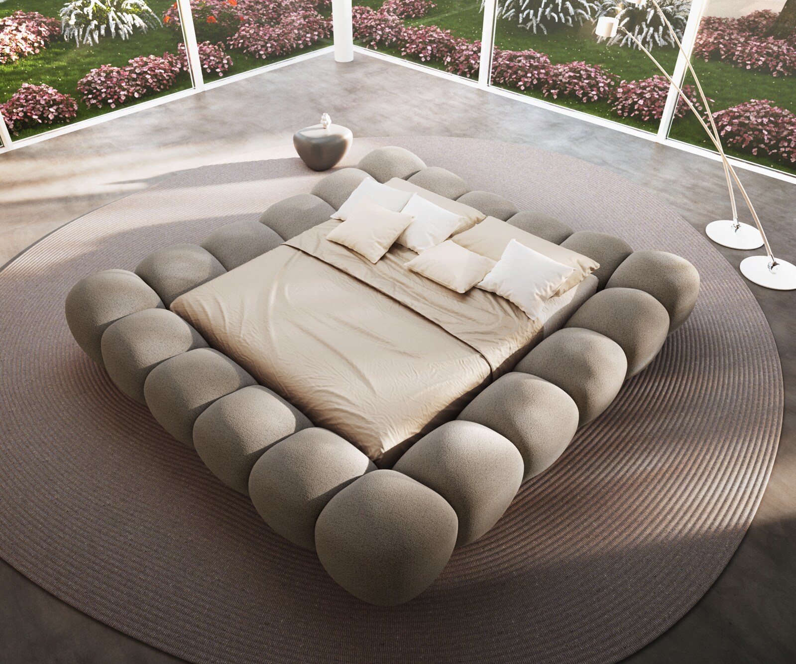 Тапицирана рамка за легло Perlla 180x200 cm Bouclé Taupe 2