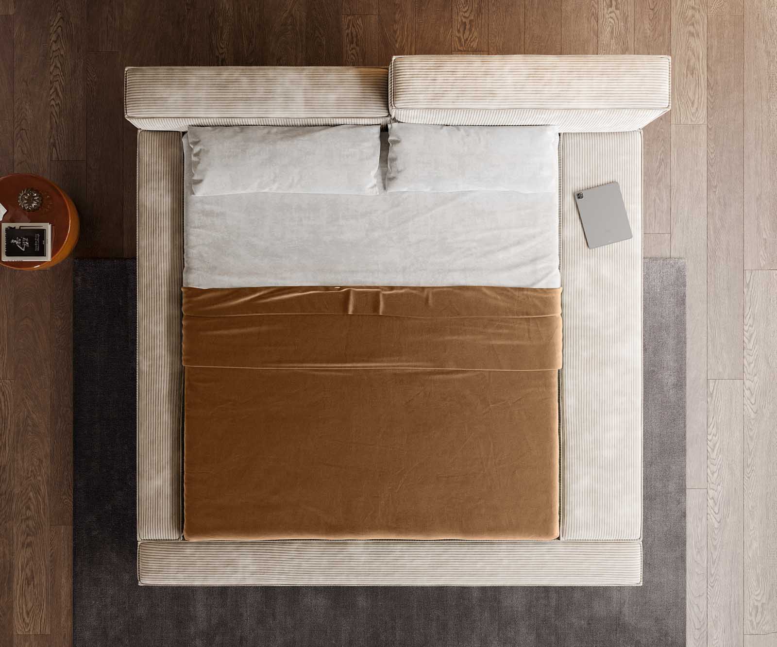 Тапицирано легло Kalinea 180x200 cm Cord бежаво 4 Тапицирано легло Kalinea 180x200 cm Cord бежаво 4