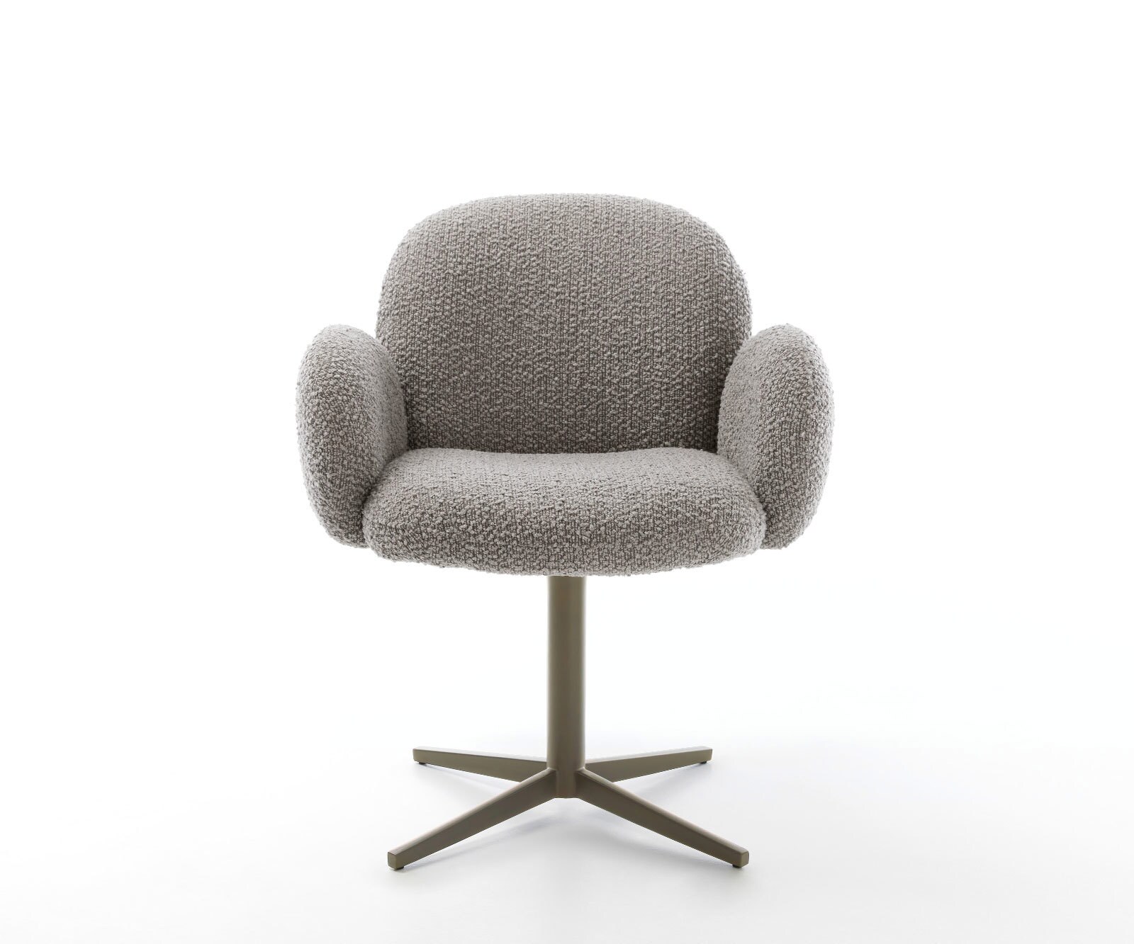 Врътящ се стол с подлакътници Букле СребристСив Офис основа  Titan 360° въртящ се Покет пружина Nube-Flex 2