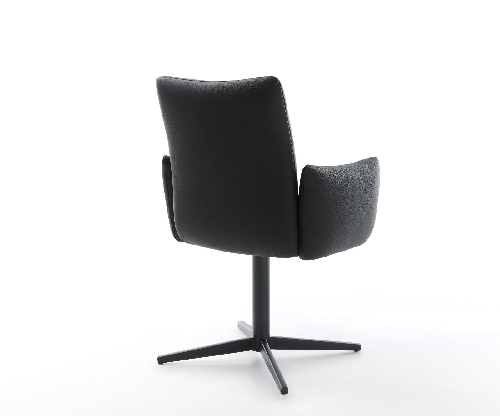 Врътящ се стол с подлакътници Естествена кожа Черен Офис основа Черен 360° въртящ се Покет пружина Jova-Flex 5