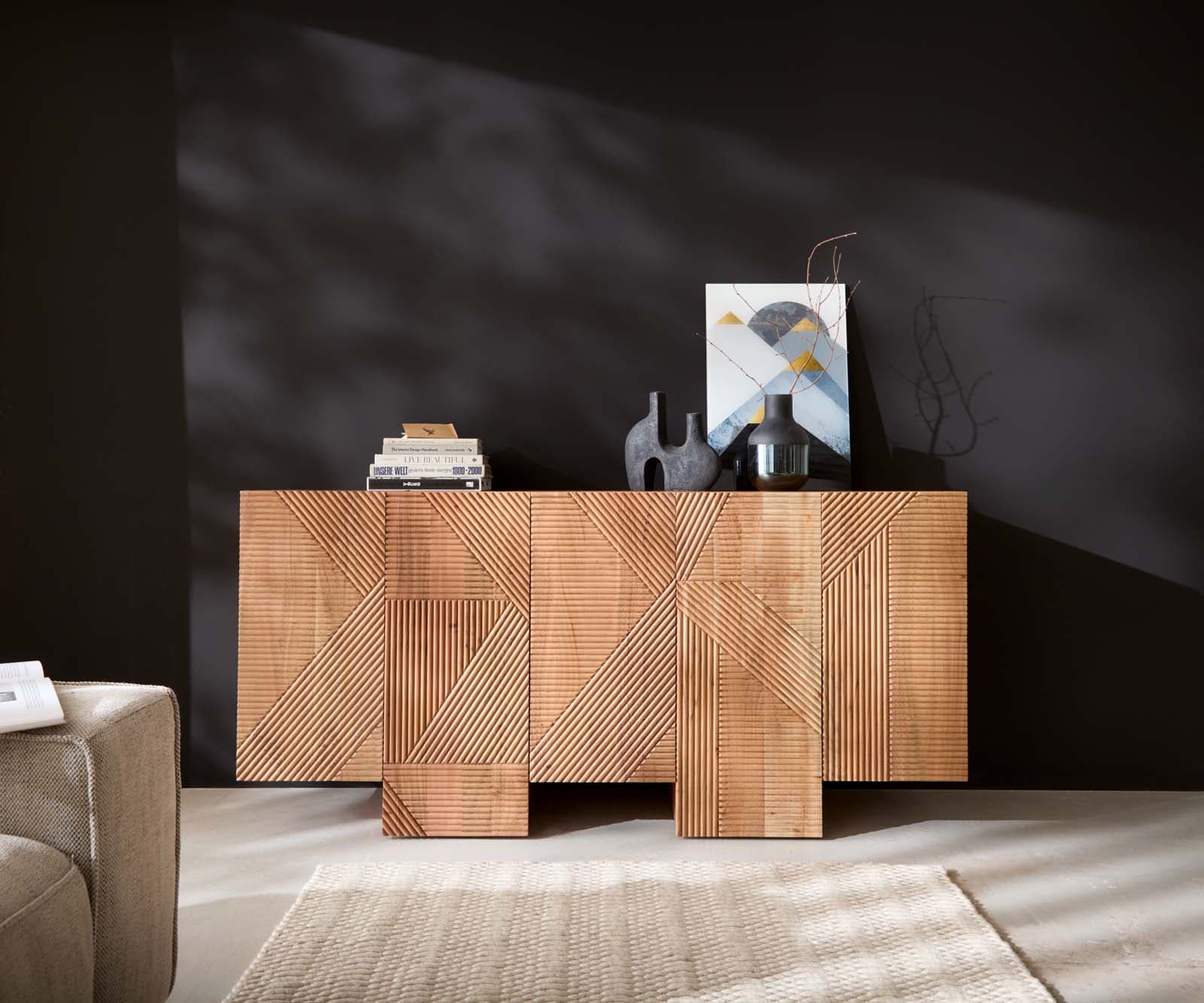 Бюфет Naxxar 180 cm естествена акация 5 врати 1 Бюфет Naxxar 180 cm естествена акация 5 врати 1