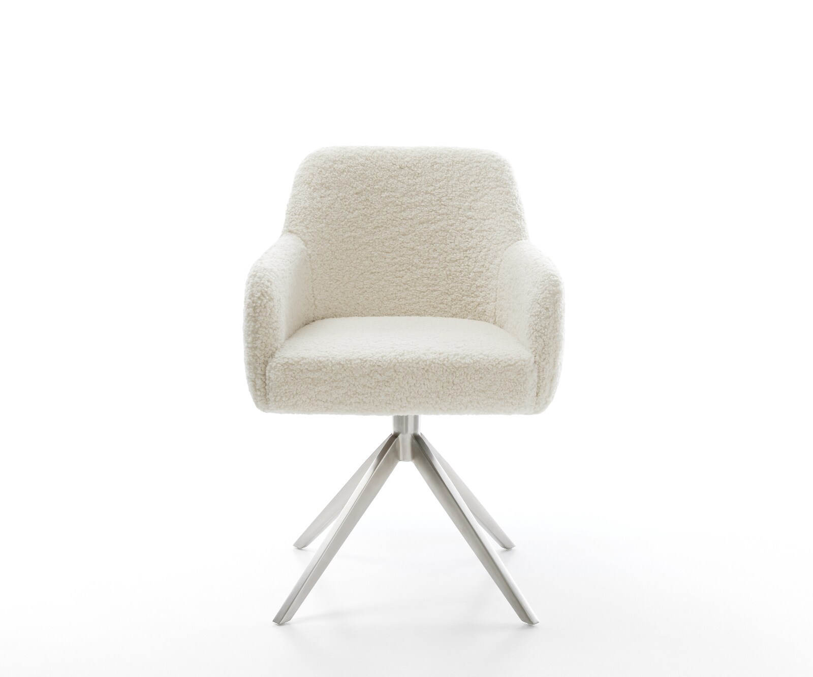 Въртящ се стол Greg-Flex Teddy плат Бежов, Кръстосана рамка широка, Неръждаема стомана, Въртене на 360°, Люлееща се функция Ядро от джобни пружини 1