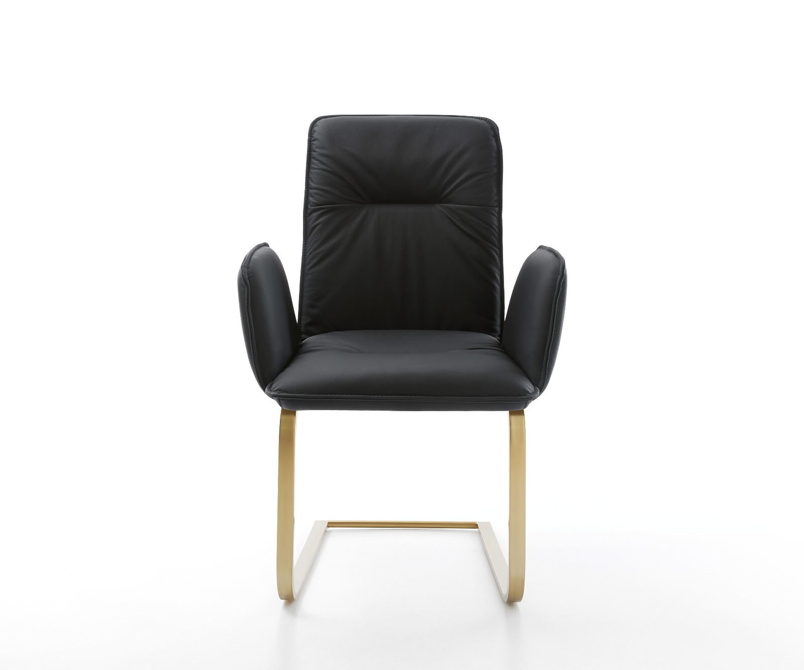 Люлеещ стол Естествена кожа Черен Конзолен крак плосък Злато Vinja-Flex 2