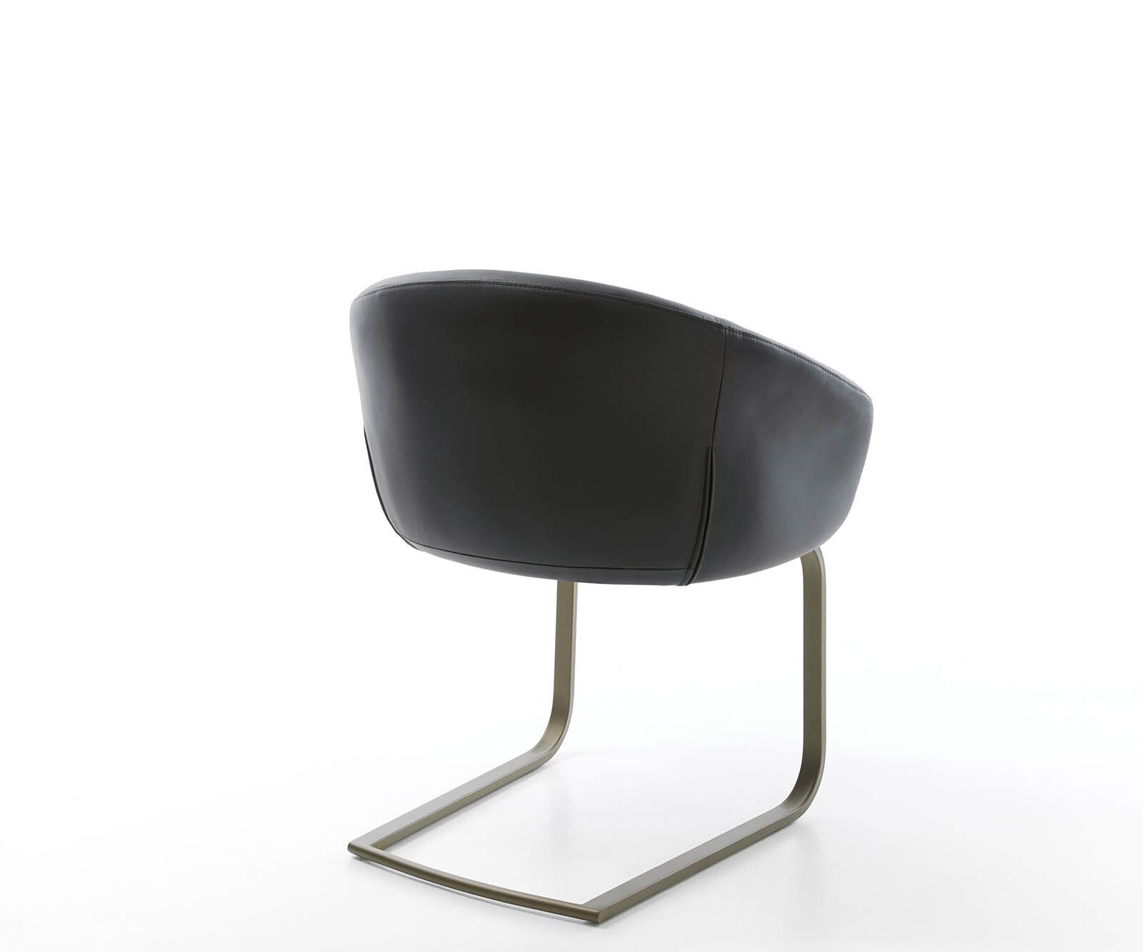 Люлеещ стол с подлакътници Естествена кожа Черен Конзолен крак плосък  Титан Покет пружина Vinka-Flex 5