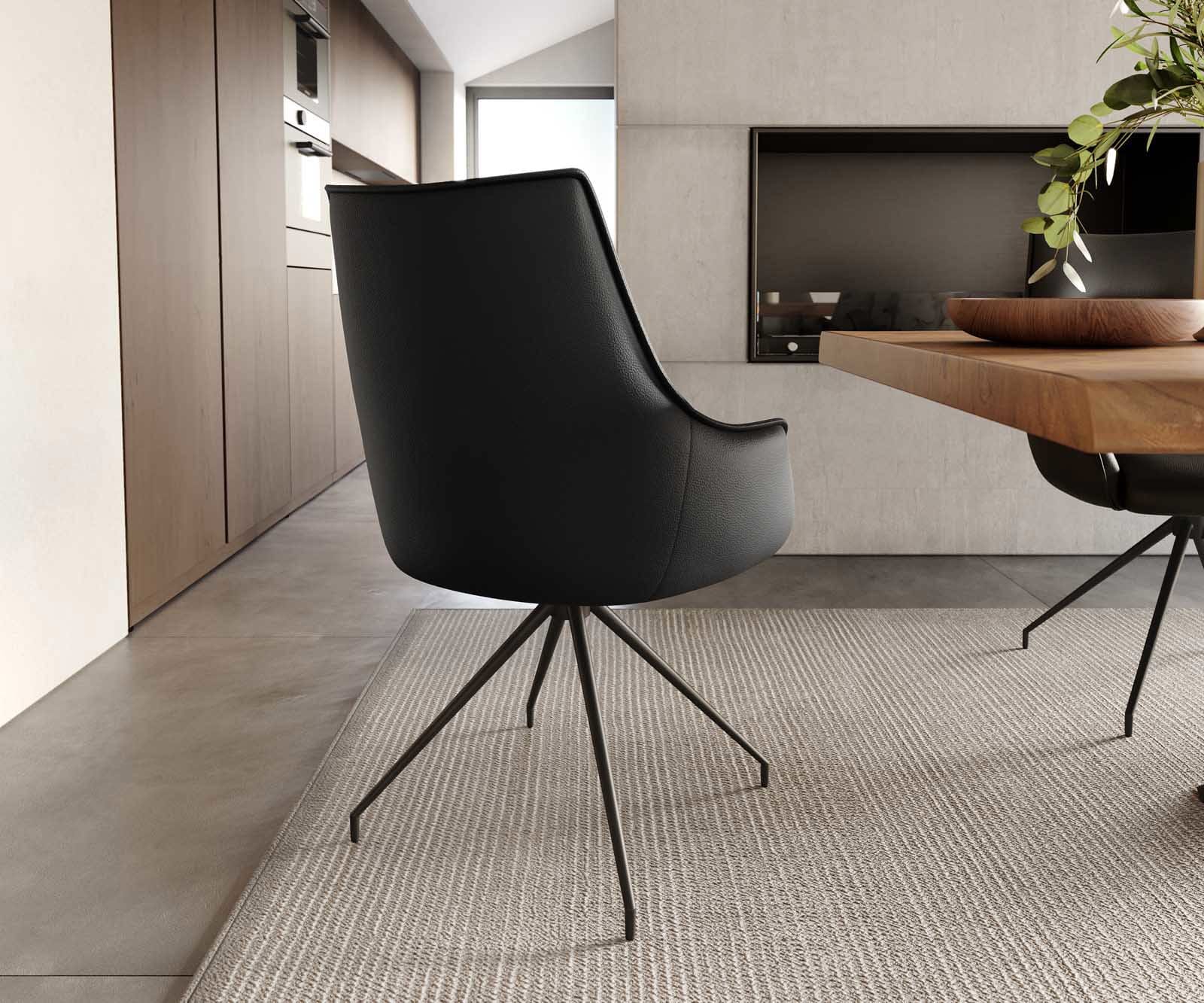 Врътящ се стол с подлакътници Естествена кожа Черен Конус крак кръгъл Черен 180° въртящ се Покет пружина Alja-Flex 3 Врътящ се стол с подлакътници Естествена кожа Черен Конус крак кръгъл Черен 180° въртящ се Покет пружина Alja-Flex 3