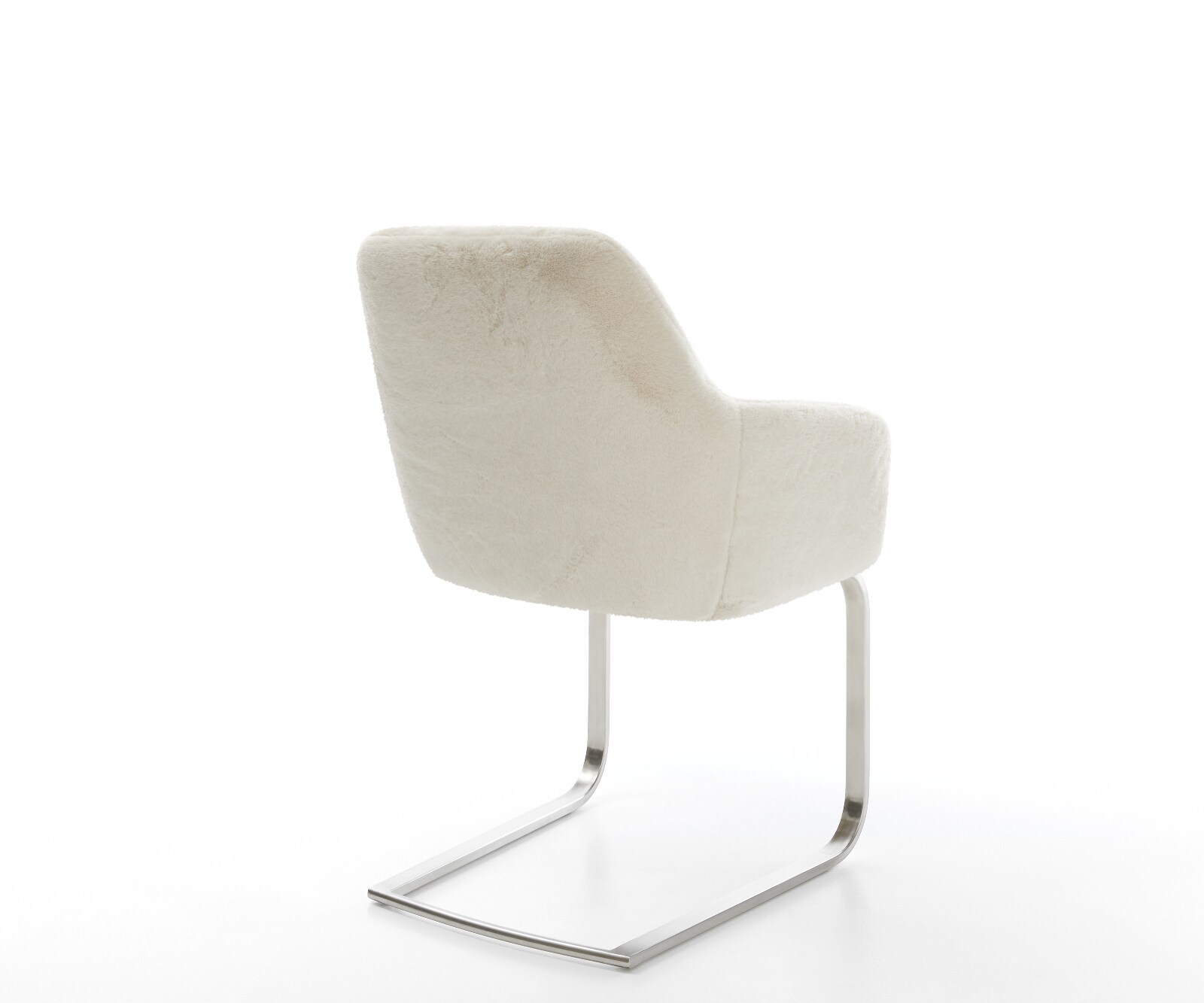 Стол с конзола Pejo-Flex плюшен крем-бял Стол с конзола с плоска сърцевина от джобни пружини от неръждаема стомана 5