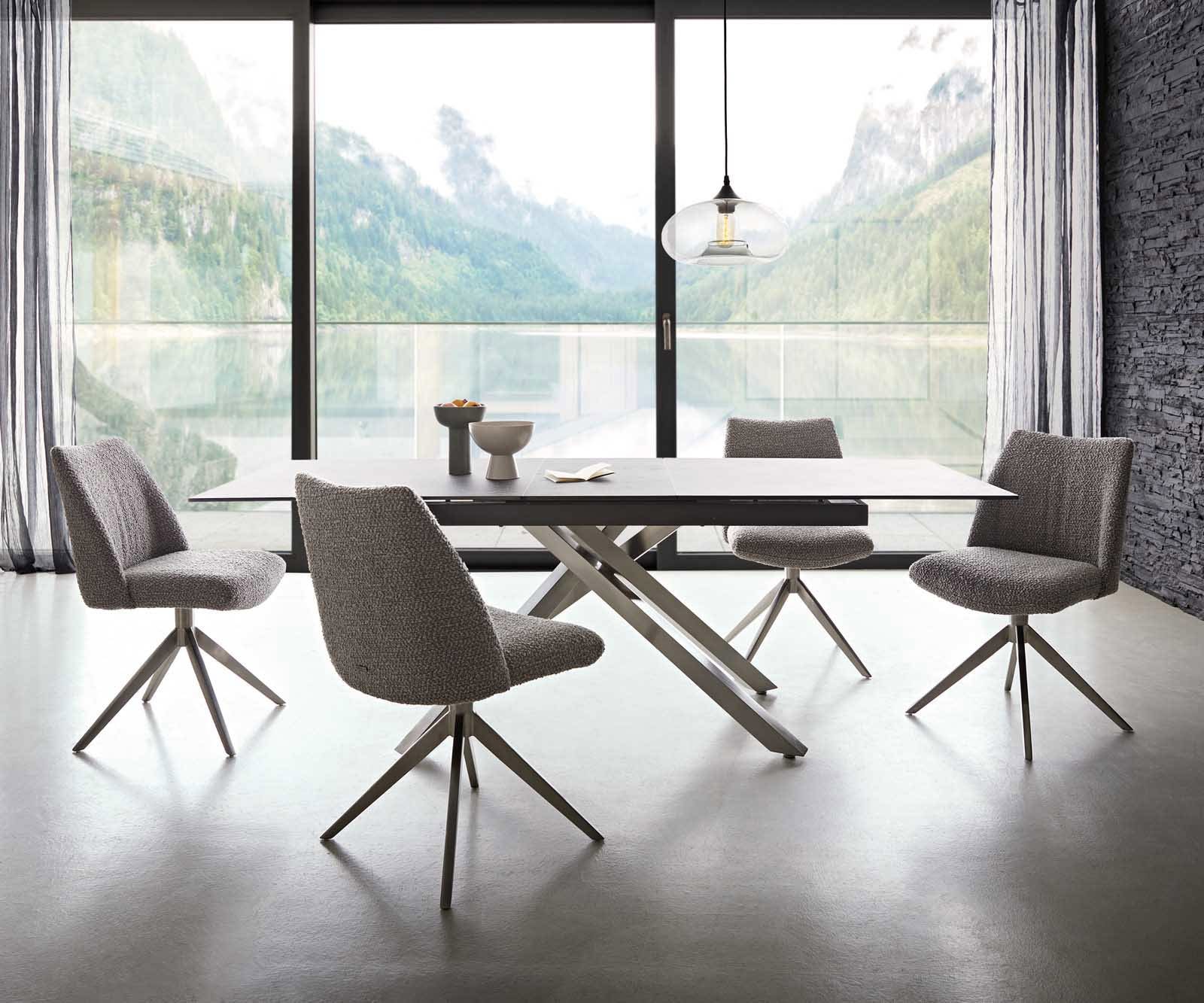 Врътящ се стол Букле СребристСив Конус крак плосък Неръждаема стомана 360° въртящ се Покет пружина Elso-Flex 6 Врътящ се стол Букле СребристСив Конус крак плосък Неръждаема стомана 360° въртящ се Покет пружина Elso-Flex 6