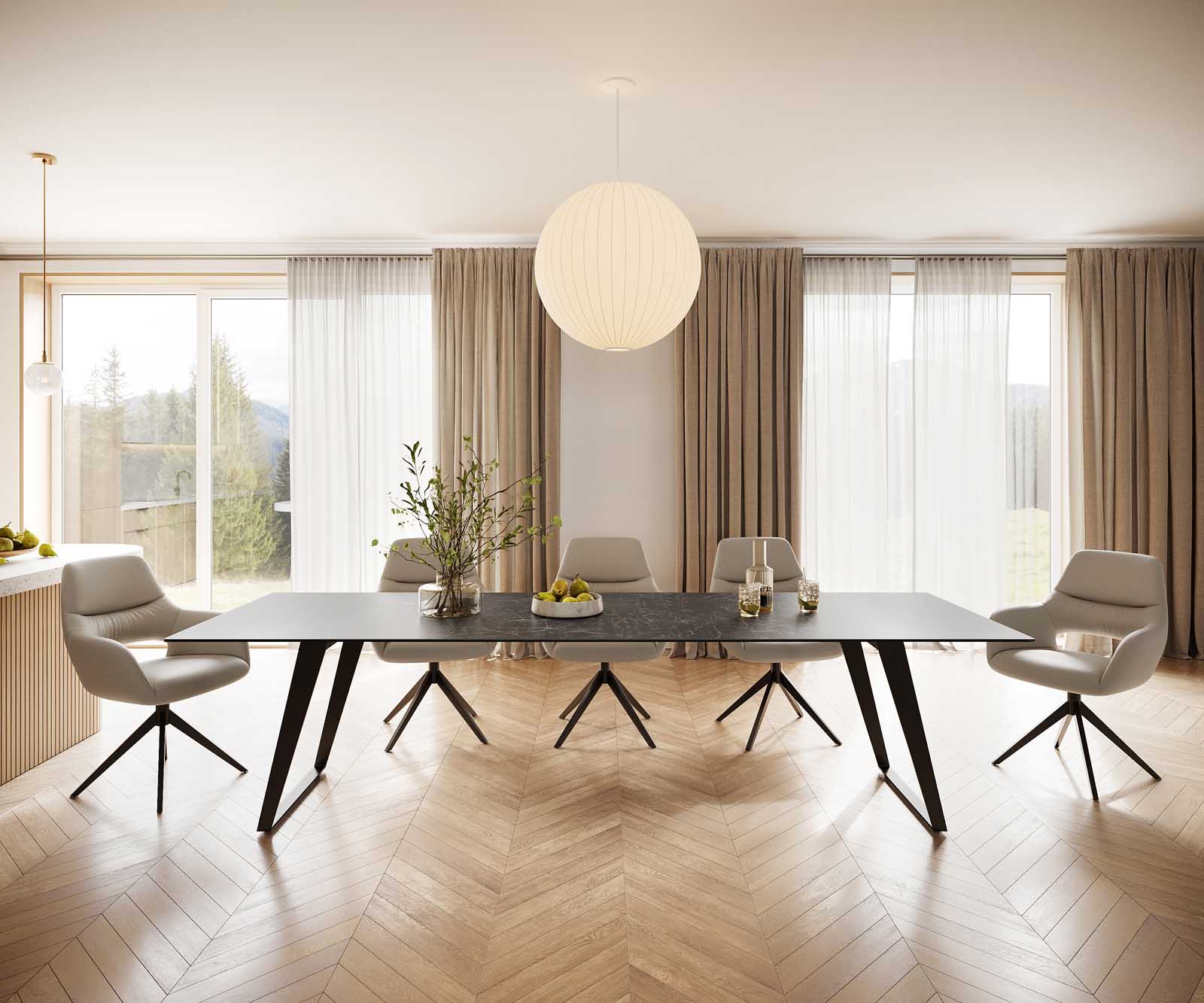 Маса 300x100 Keramik Laminam® Nero Greco Антрацит Метал под ъгъл Черен Edge 1