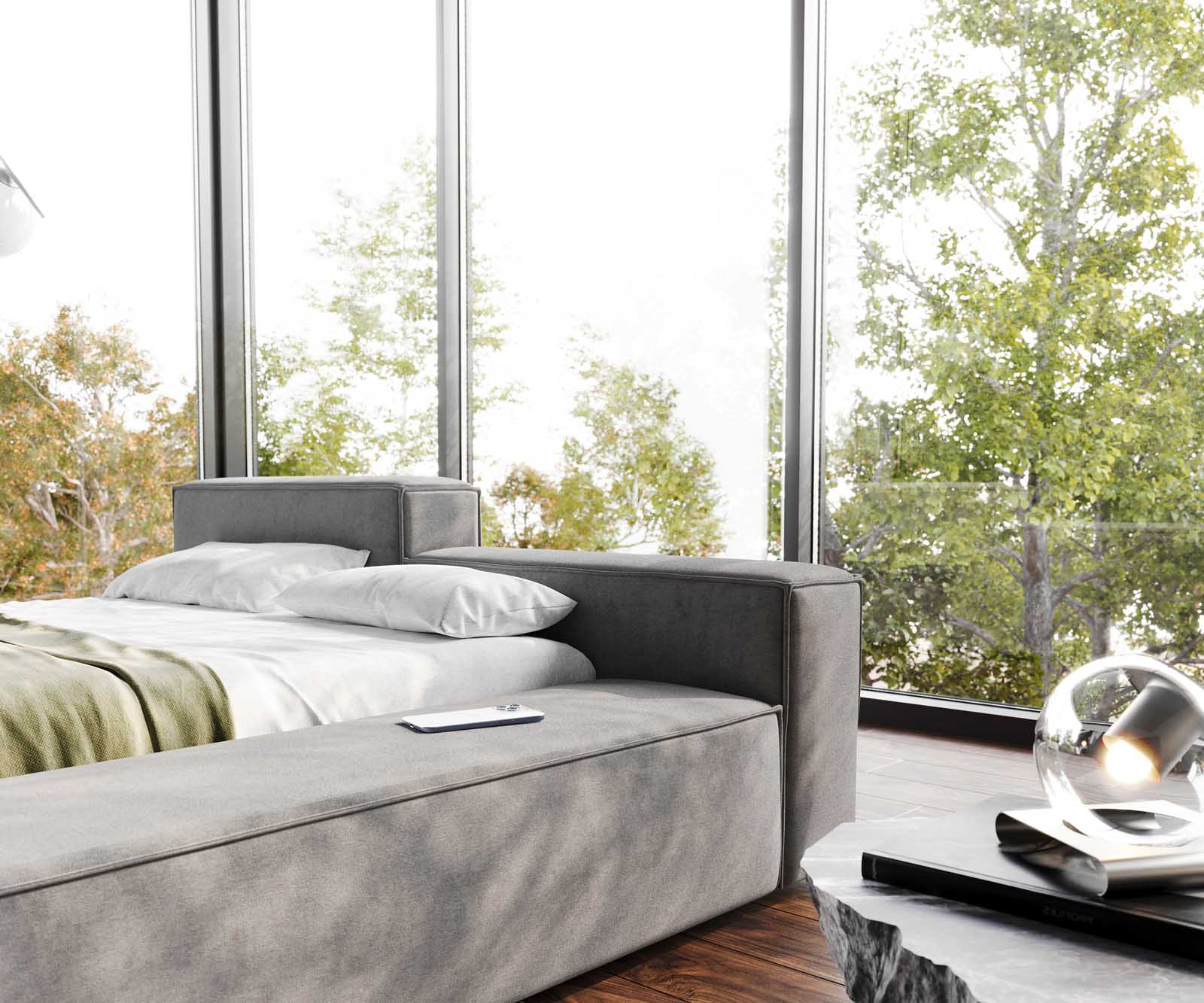 Тапицирано легло Kalinea 140x200 cm микрофибър сиво 5 Тапицирано легло Kalinea 140x200 cm микрофибър сиво 5