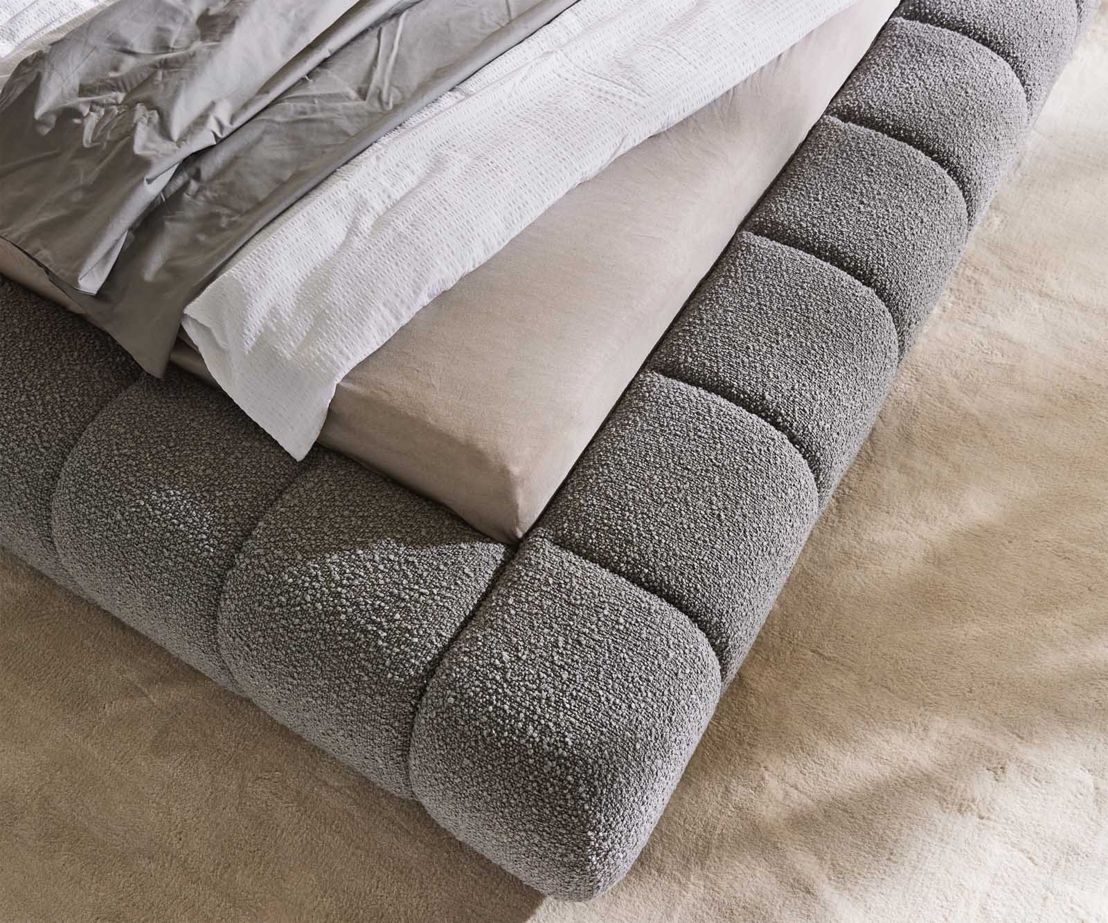 Тапицирано легло Cutio 140x200 cm Bouclé сребристо сиво 5