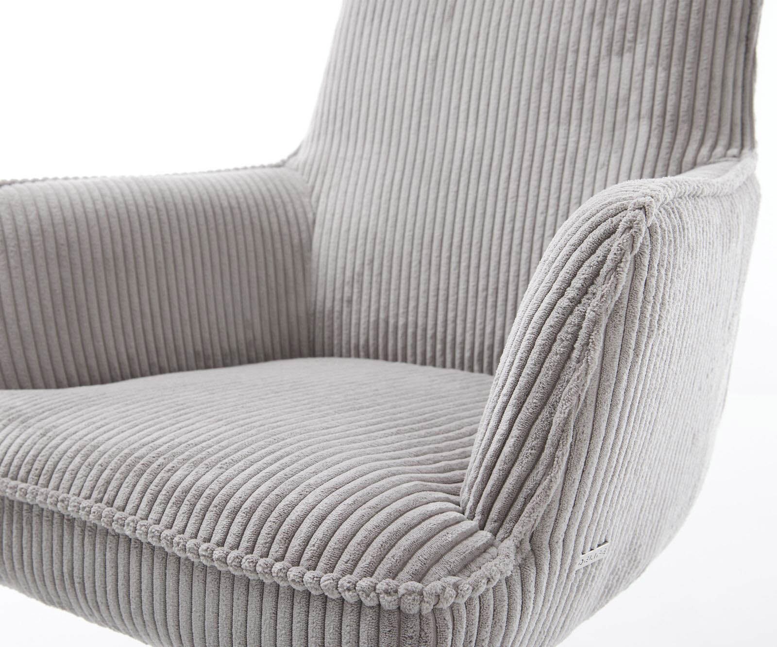 Люлеещ стол с подлакътници Корд Сребристо сив Конзолен крак плосък  Титан Покет пружина Heira-Flex 4