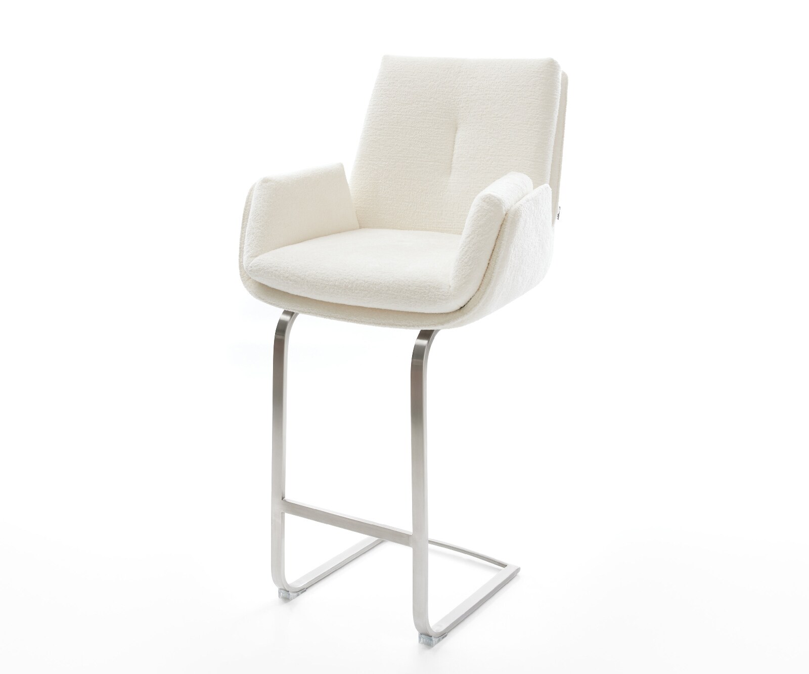 Бар стол Clea-Flex Букле Светлобежово плоска основа от неръждаема стомана в сребрист цвят 1