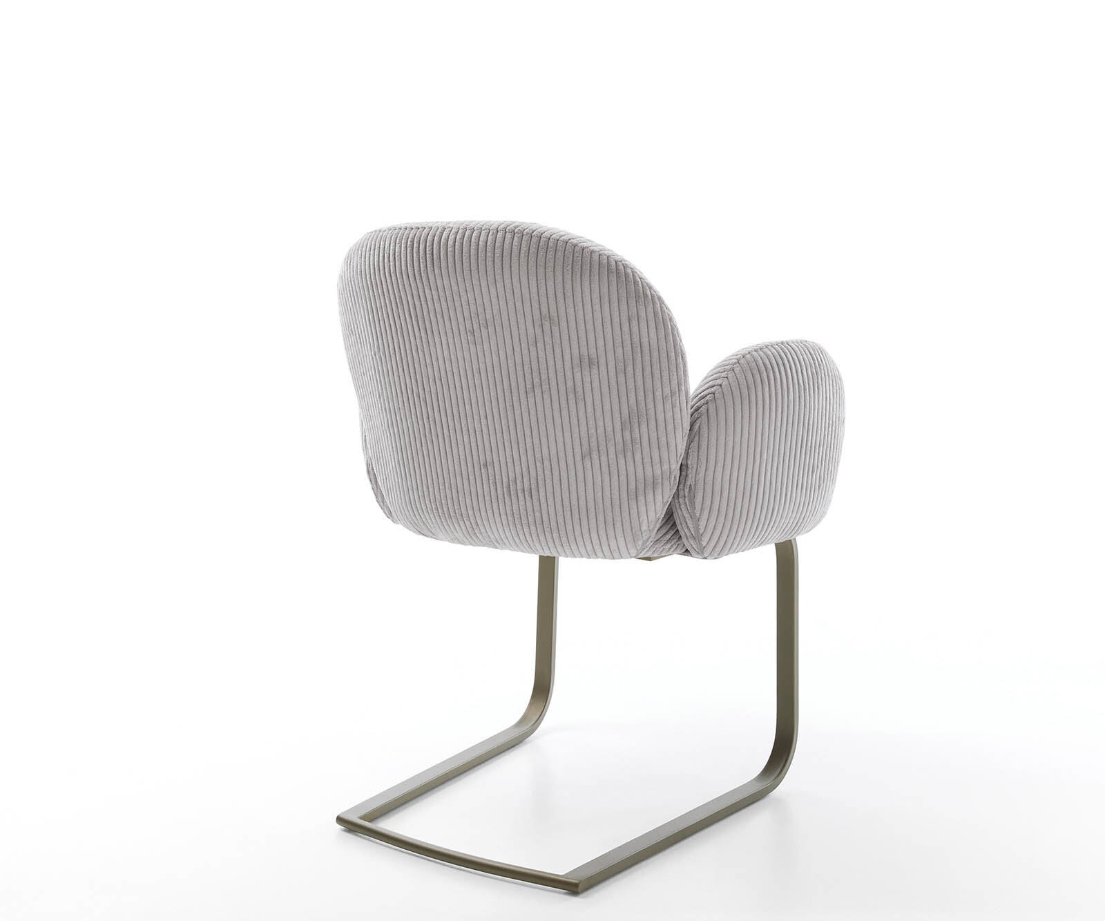 Люлеещ стол с подлакътници Корд Сребристо сив Конзолен крак плосък  Титан Покет пружина Nube-Flex 5