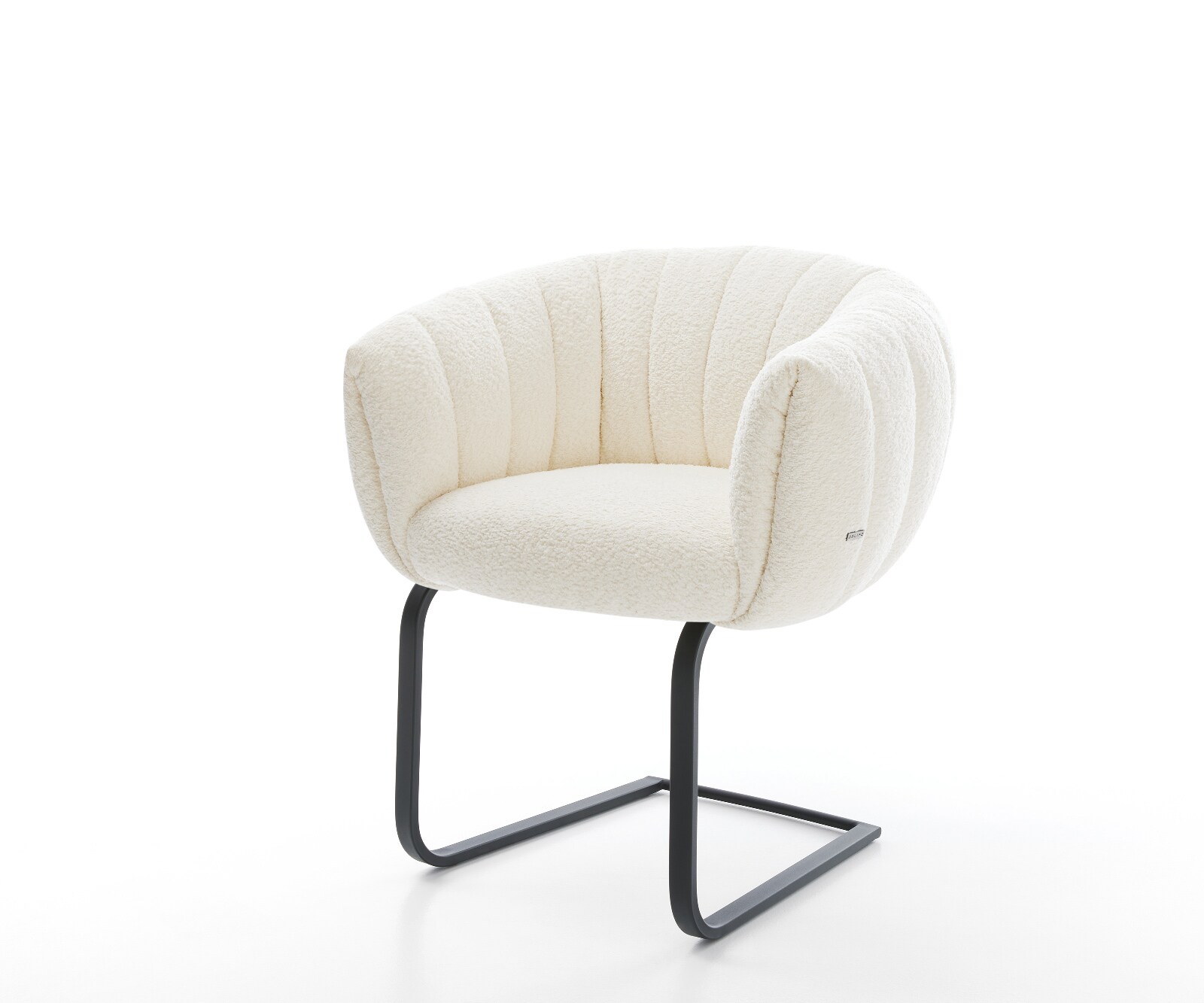 Конзолен стол Jada-Flex, Бяло букле,  плосък, черен конзолен крак, Ядро от джобни пружини 1