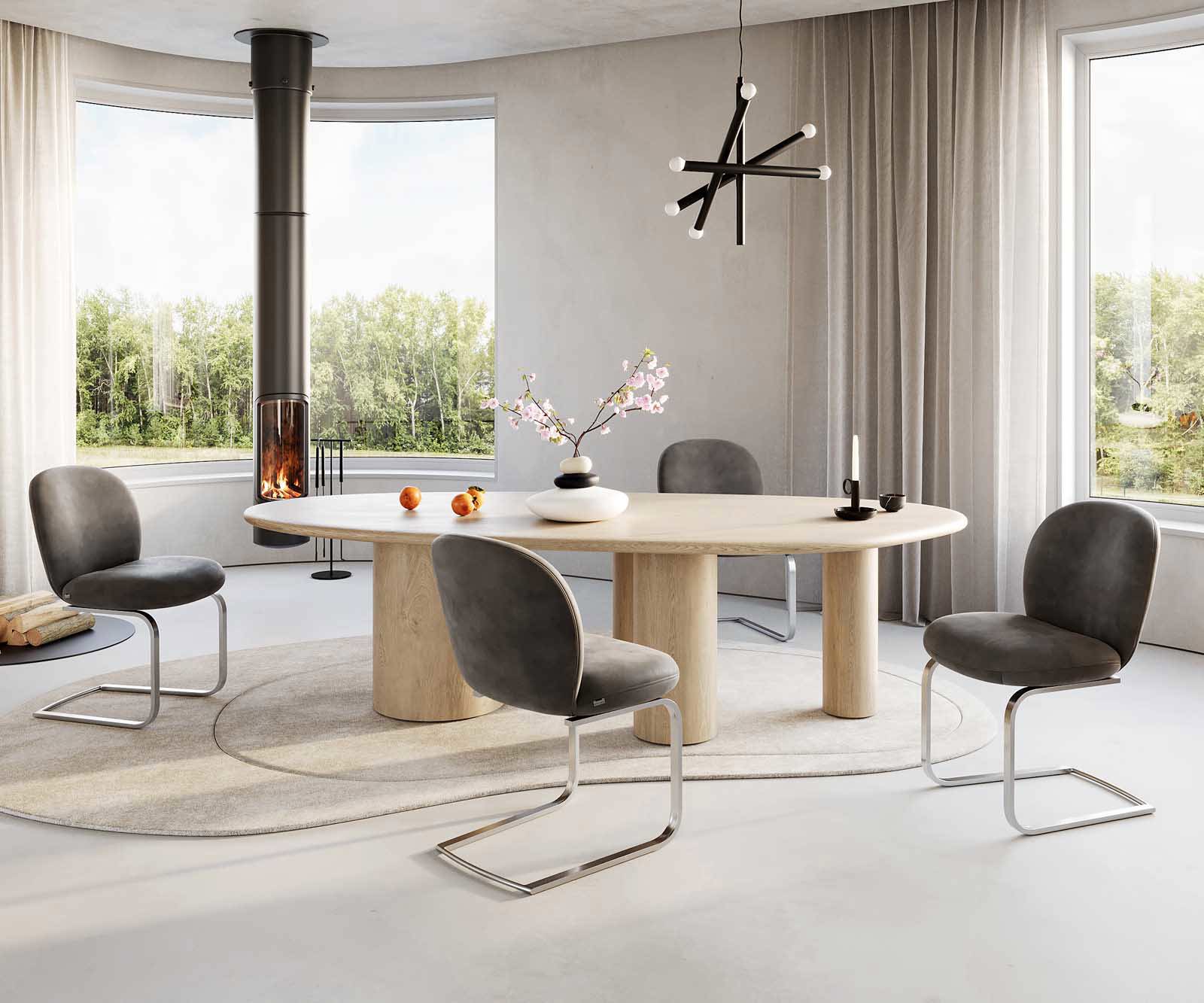 Люлеещ стол Антрацит Винтидж Конзолен крак плосък Неръждаема стомана Покет пружина Nube-Flex 4