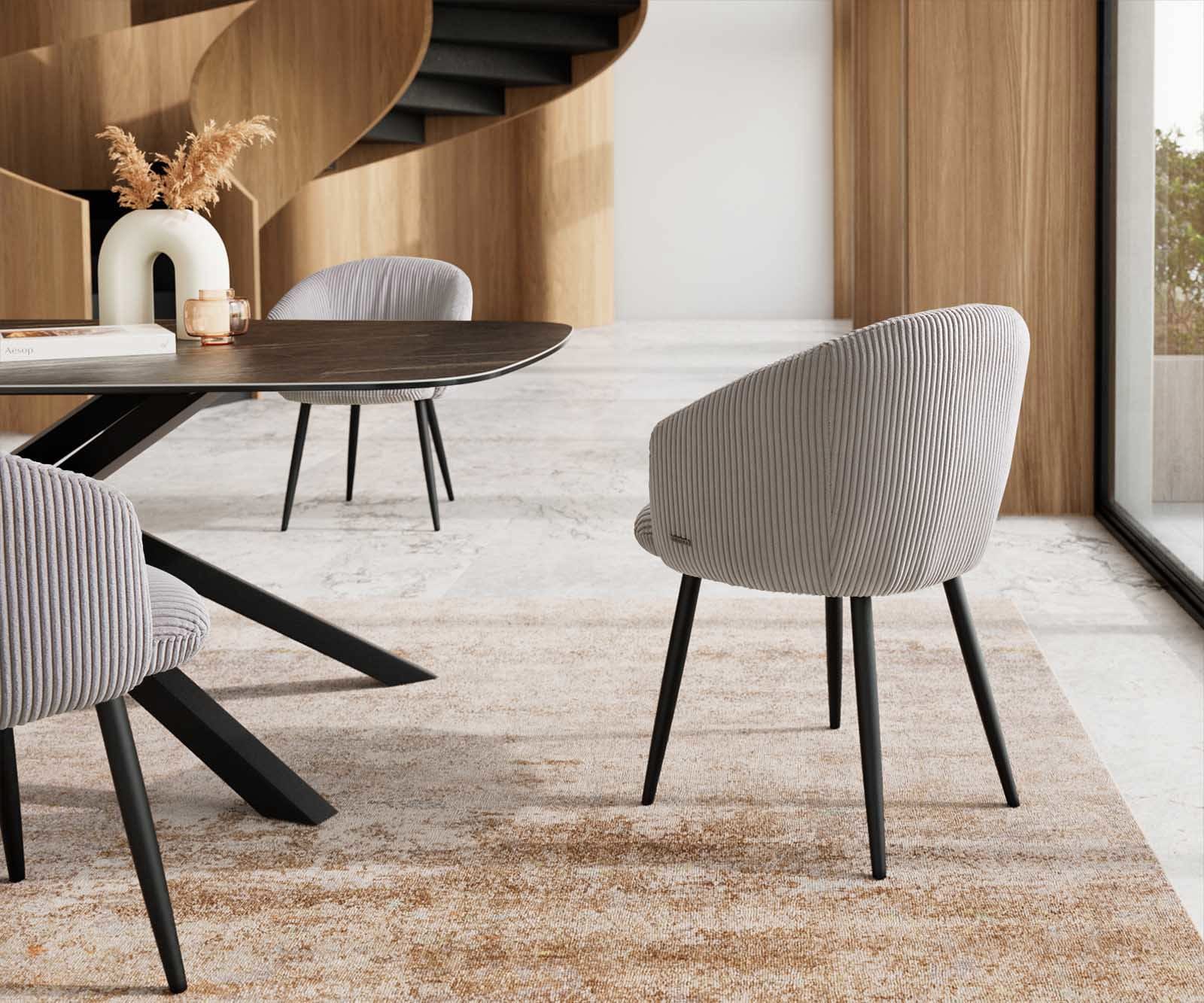 Стол Корд Сребристосив 4-крака Прави Черни Покет пружина Caja-Flex 4 Стол Корд Сребристосив 4-крака Прави Черни Покет пружина Caja-Flex 4