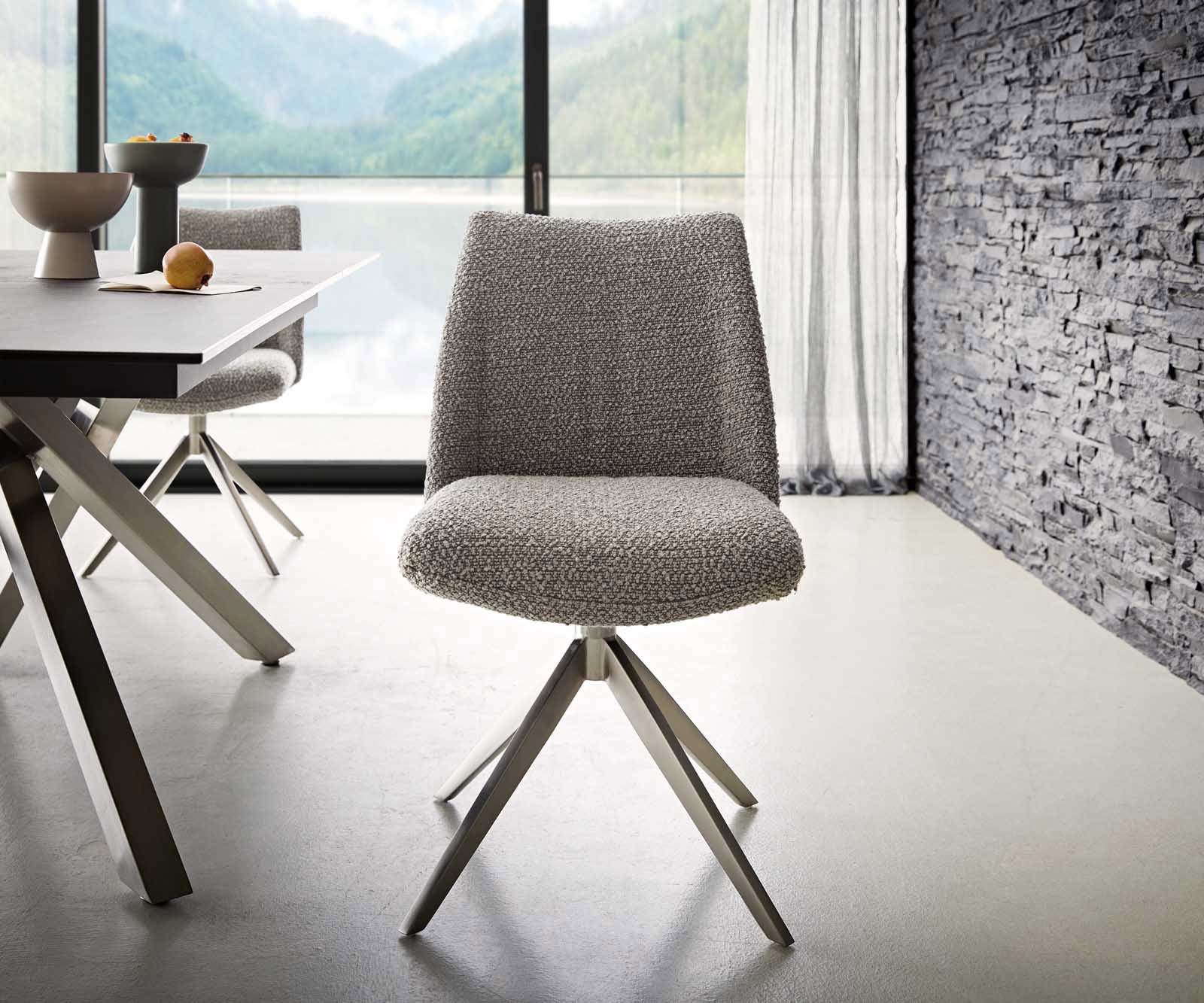 Врътящ се стол Букле СребристСив Конус крак плосък Неръждаема стомана 360° въртящ се Покет пружина Elso-Flex 1 Врътящ се стол Букле СребристСив Конус крак плосък Неръждаема стомана 360° въртящ се Покет пружина Elso-Flex 1