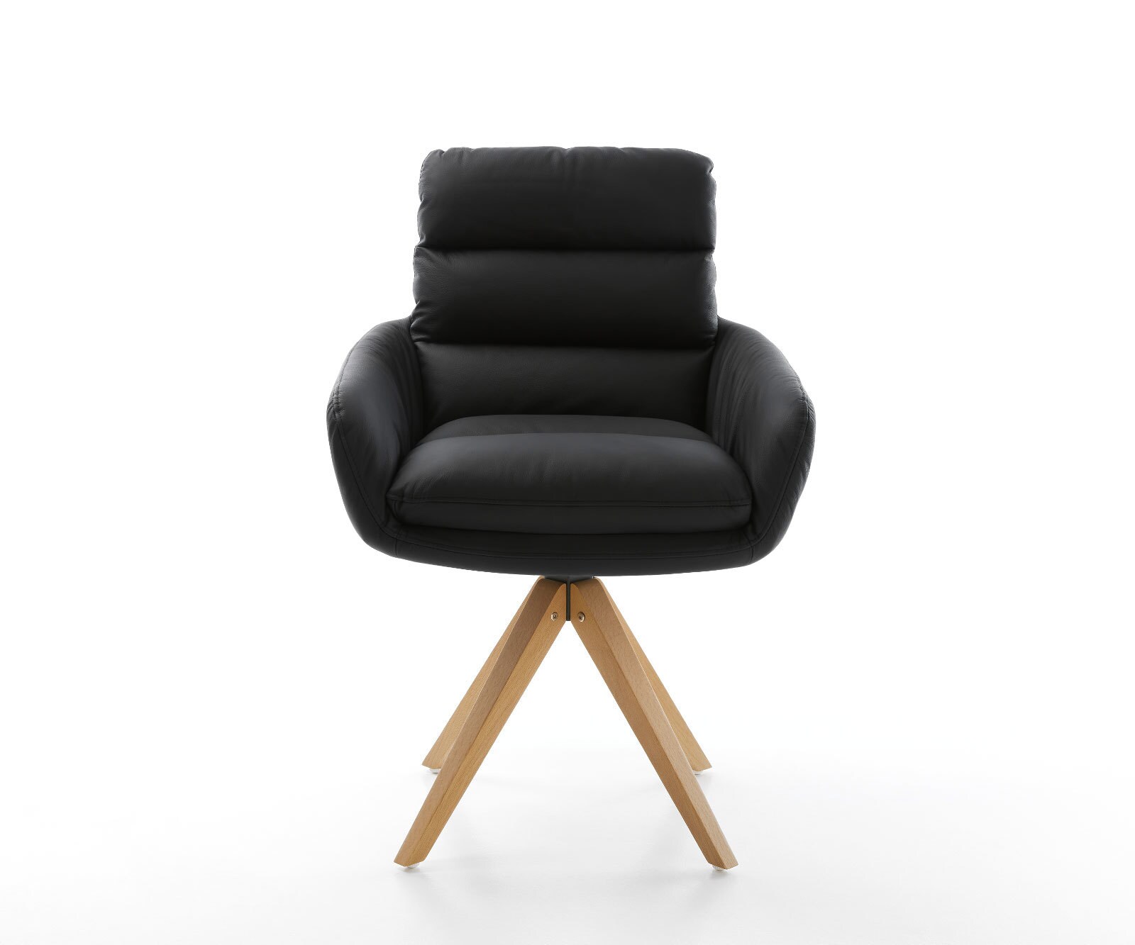 Врътящ се стол с подлакътници Естествена кожа Черен Дървена рамка  180° въртящ се Abelia-Flex 1 Врътящ се стол с подлакътници Естествена кожа Черен Дървена рамка  180° въртящ се Abelia-Flex 1