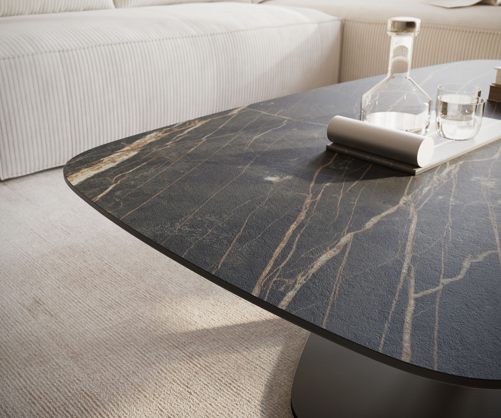 Масичка за кафе Edge Boot 120x70 cm Ceramic Laminam® Noir Desir Brown Vibany Metal Black 6