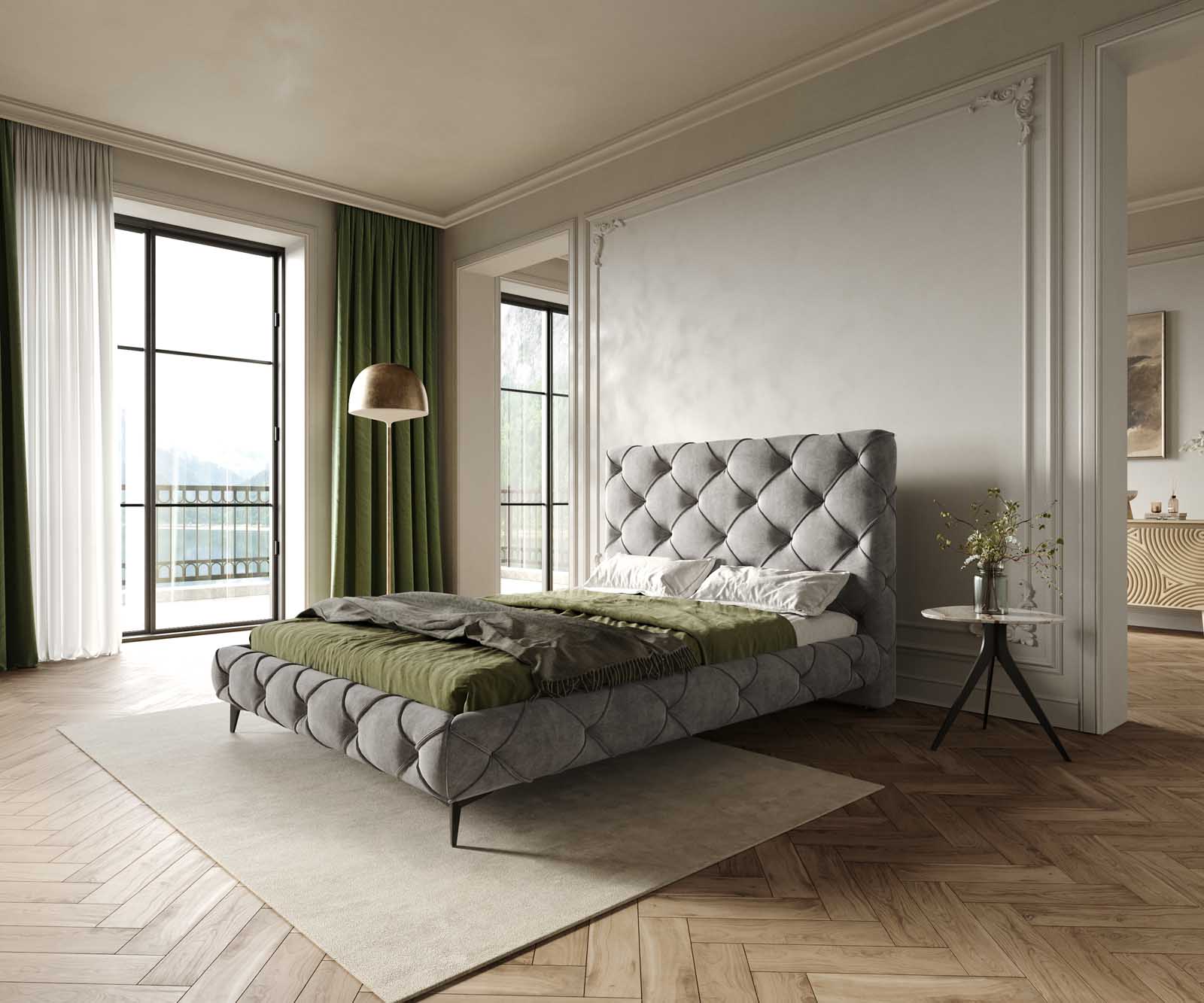 Тапицирано легло Nayara 140x200 cm микрофибър сиво Тапицирано легло Nayara 140x200 cm микрофибър сиво