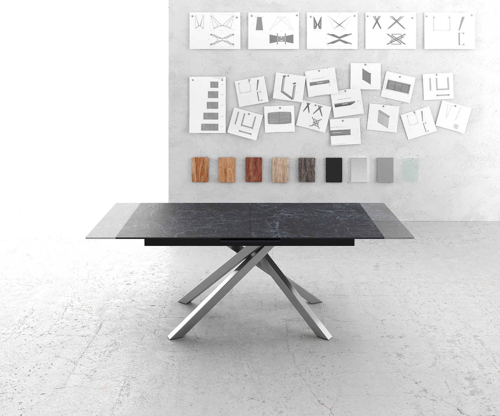 Маса 180-220x90cm Keramik Laminam®Nero Greco Антрацит КръстРамка Правоъгълник Неръждаема стомана разтегателна Edge 5 Маса 180-220x90cm Keramik Laminam®Nero Greco Антрацит КръстРамка Правоъгълник Неръждаема стомана разтегателна Edge 5