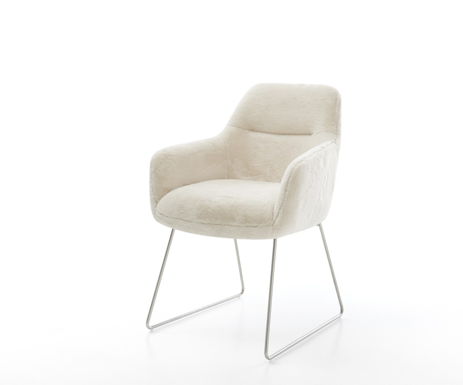 Стол за хранене Pejo-Flex плюшена кремаво-бяла основа от неръждаема стомана с джобни пружини 1