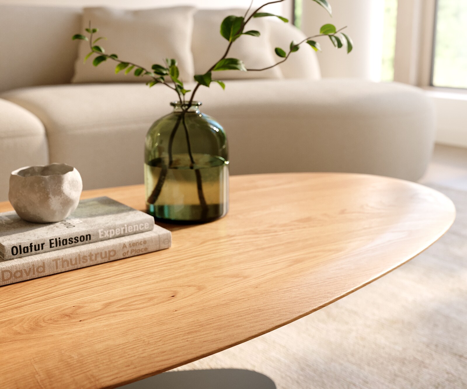 Масичка за кафе Edge Oval 140x75 cm естествен дъб кръгъл ръб Vibany метал черен 5