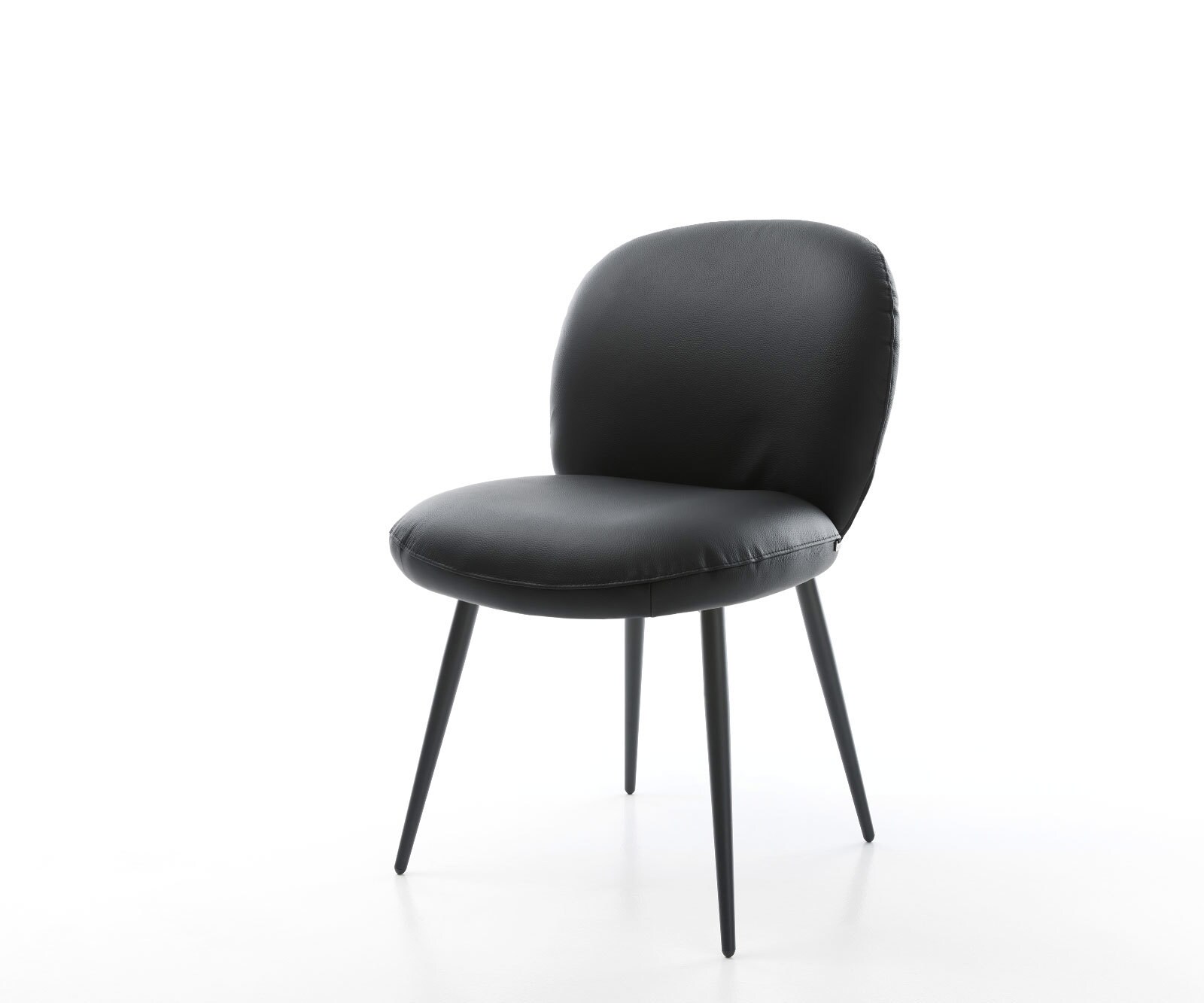 Трапезен стол Естествена кожа Черен 4 крака конични Черен Покет пружина Nube-Flex Трапезен стол Естествена кожа Черен 4 крака конични Черен Покет пружина Nube-Flex