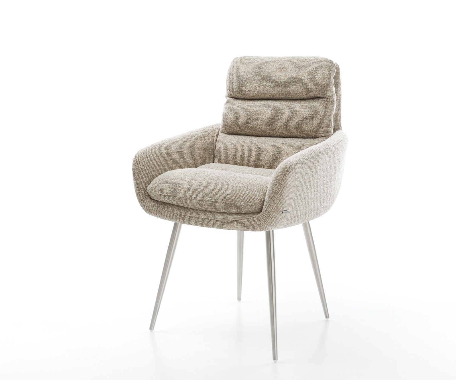 Трапезен стол Abelia-Flex с подлакътници от тъкан Soft Beige 4-основа от неръждаема стомана 1