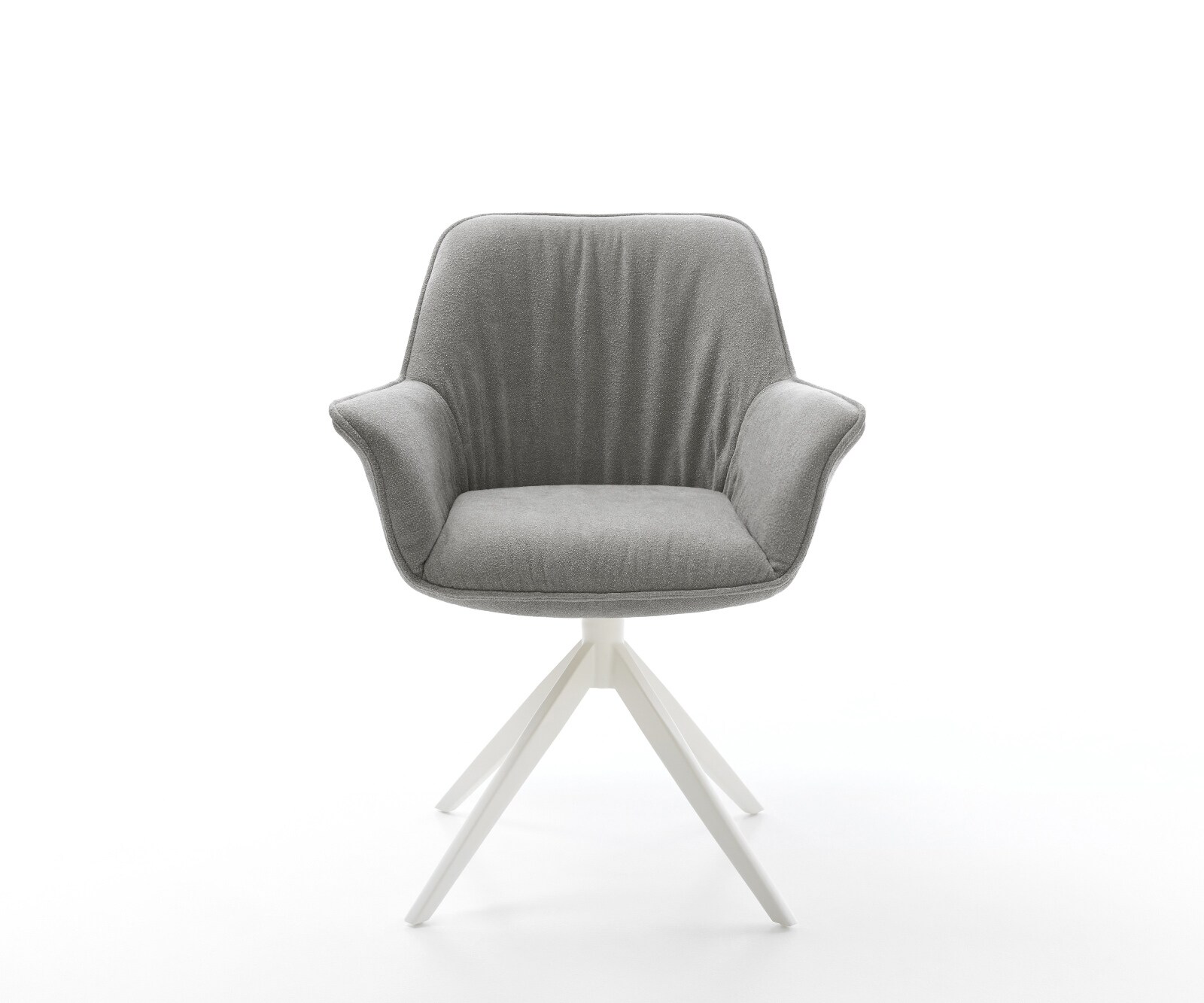 Въртящ се стол Keila-Flex с подлакътници Текстурирана тъкан Меко сиво Кръстосана рамка широка бяла 360° въртене Функция люлеене 2