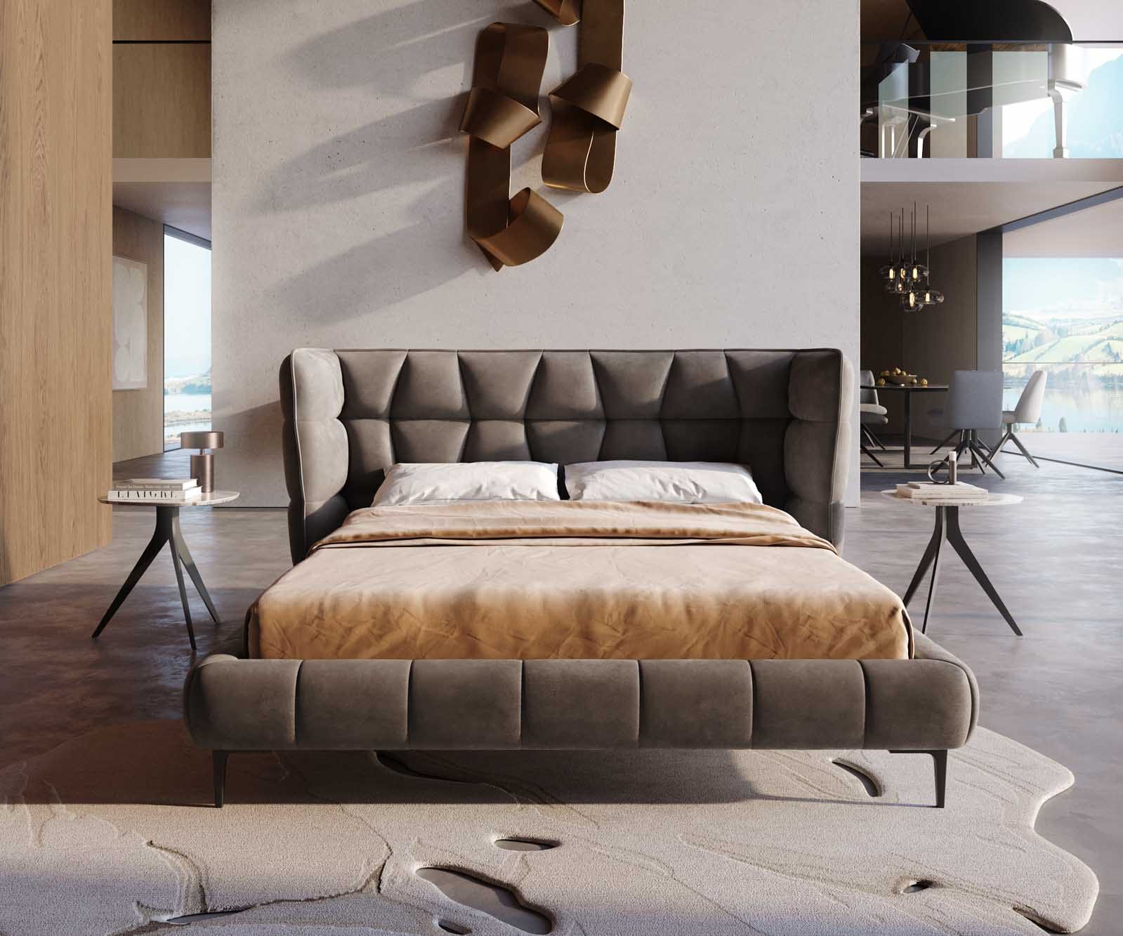 Тапицирана основа за легло Capujo 140x200 cm, микрофибър, цвят сив цвят 1 Тапицирана основа за легло Capujo 140x200 cm, микрофибър, цвят сив цвят 1